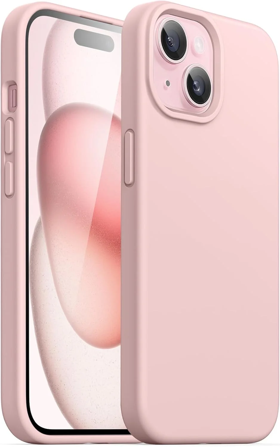 کاور سیلیکونی JETech برای آیفون 15 با صفحه نمایش 6.1 اینچی، محافظ تمام بدنه با بافتی نرم و لطیف، ضد ضربه (صورتی)