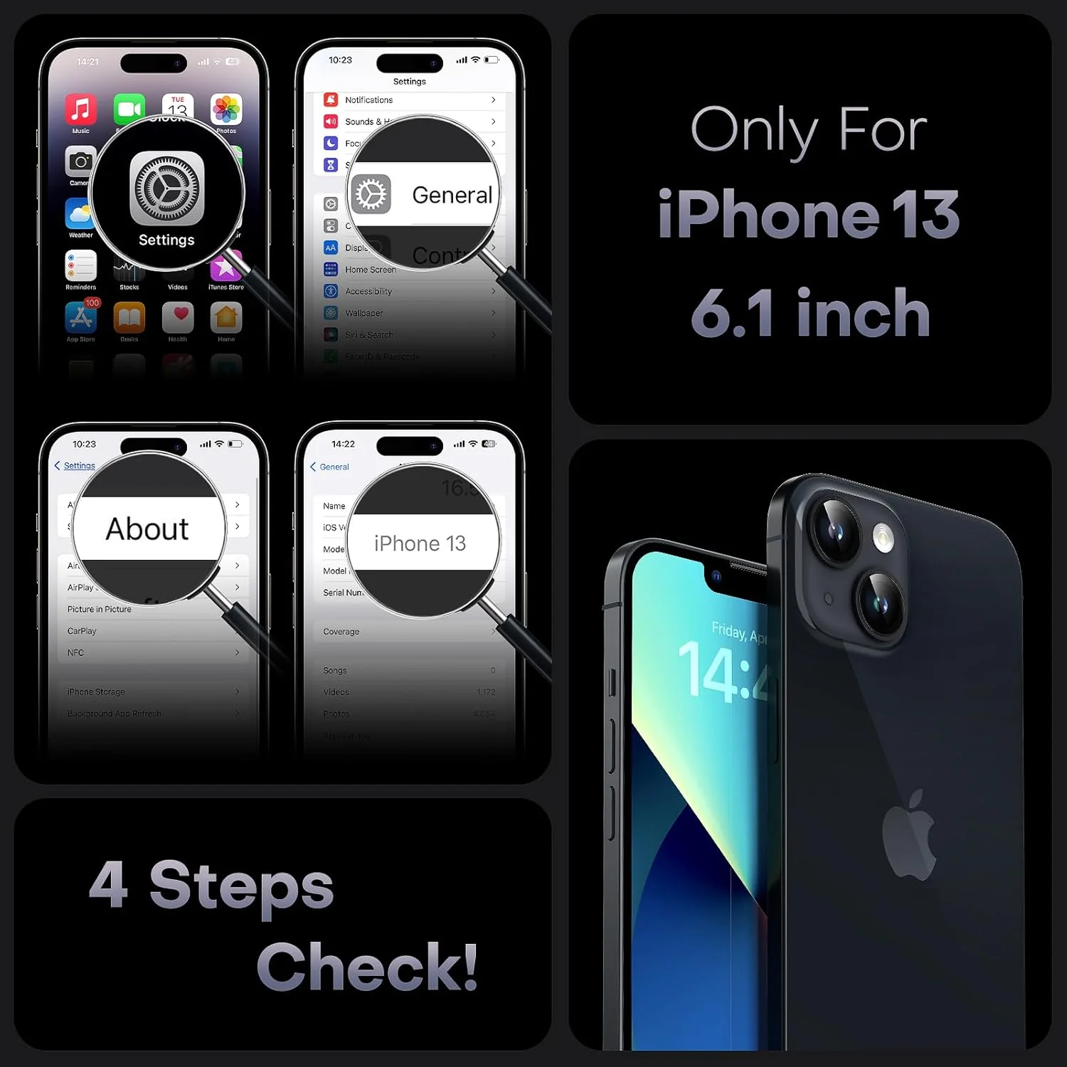 کاور محافظ مغناطیسی TOCOL برای آیفون 13 (6.1 اینچ)، محافظت ارتقا یافته دوربین، سازگار با MagSafe، مقاوم در برابر ضربه، ضد خش، پوشش مات نیمه شفاف گوشی، مشکی