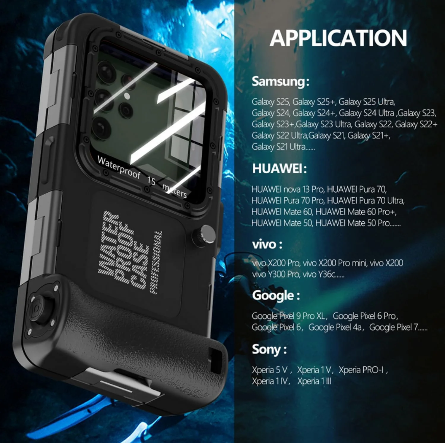 محفظه ضد آب گوشی SKEIDO IP68 برای آیفون 16/15/14/13/12 پرو مکس، سامسونگ S22/S23 و هواوی، مناسب برای غواصی حرفه ای تا عمق 15 متر، شنا، غواصی سطحی و عکاسی در زیر آب