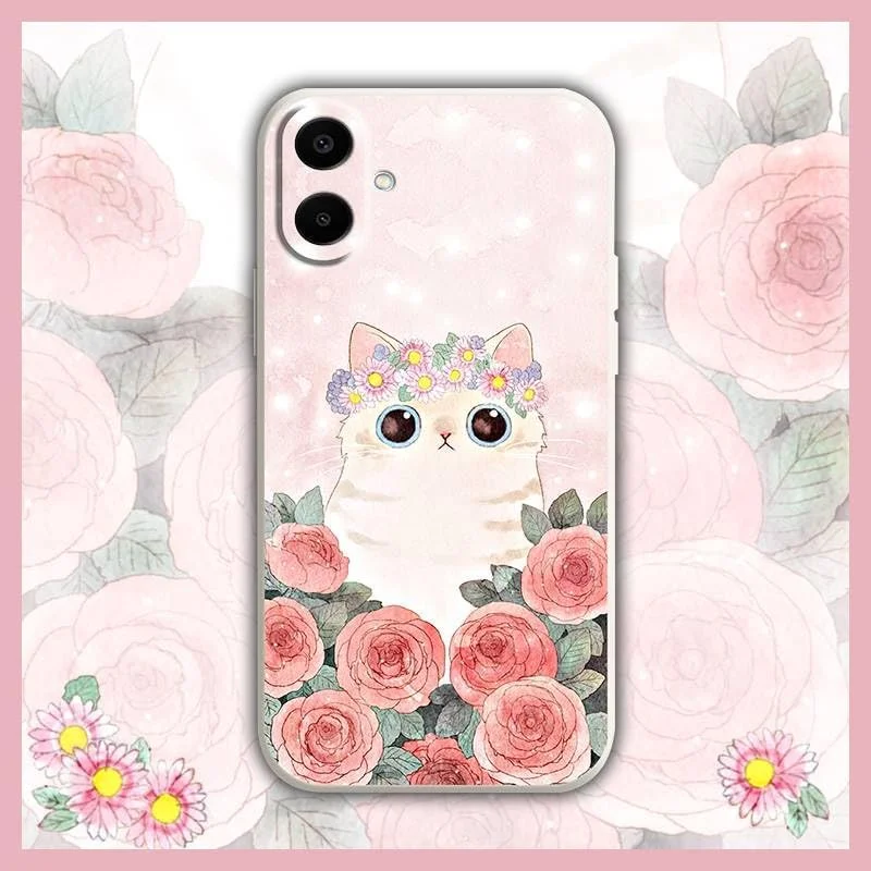 قاب گوشی برای سامسونگ گلکسی A06/SM-A065F/M، قاب محافظ کارتونی با پوشش کامل دوربین، بدنه نرم سیلیکونی مایع، ضد ضربه، طرح ساده