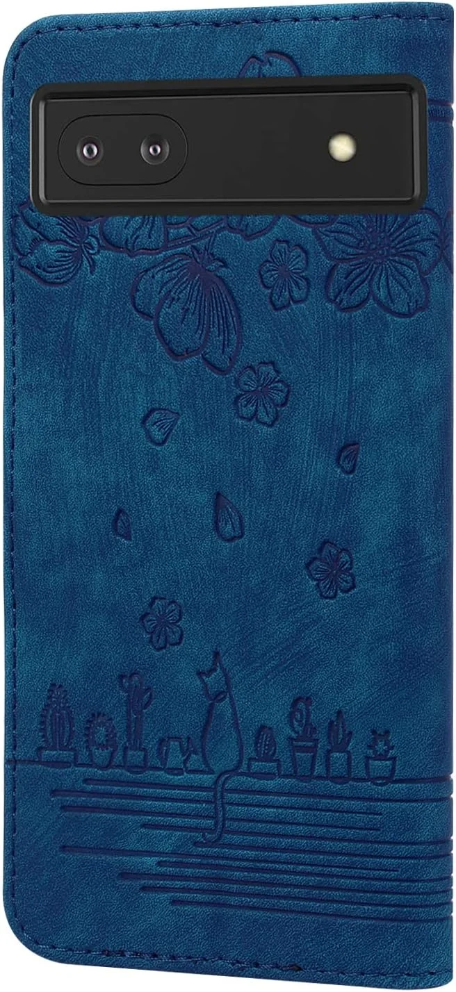 کیف محافظ چرمی برای گوگل پیکسل 8، کیف پول تاشو با چرم PU ممتاز و کیف محافظ مغناطیسی با [قابلیت استند] برای گوگل پیکسل 8 - آبی