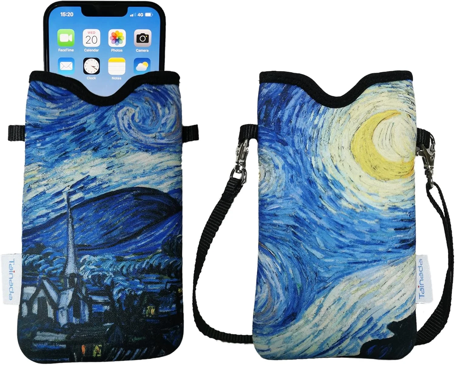 کیف محافظ گوشی نئوپرن تاینادا با بند دوشی/گردنی برای آیفون، ایر، سامسونگ، گوگل پیکسل (شب پر ستاره)