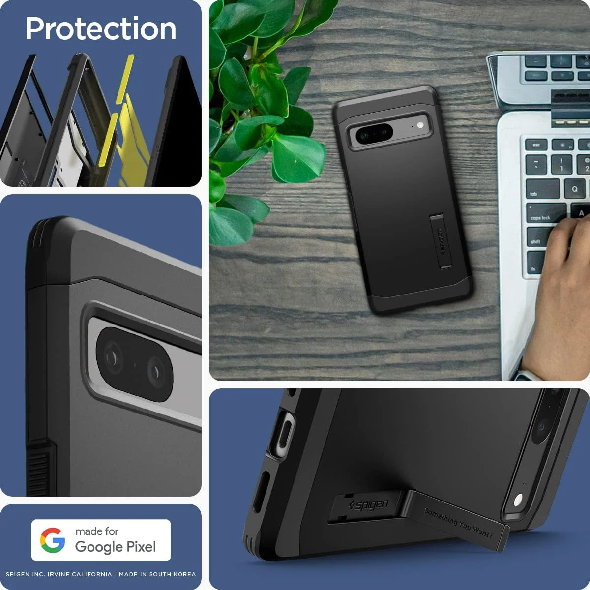 کاور محافظ ضد ضربه Spigen Tough Armor مناسب برای گوشی Google Pixel 7 - مشکی