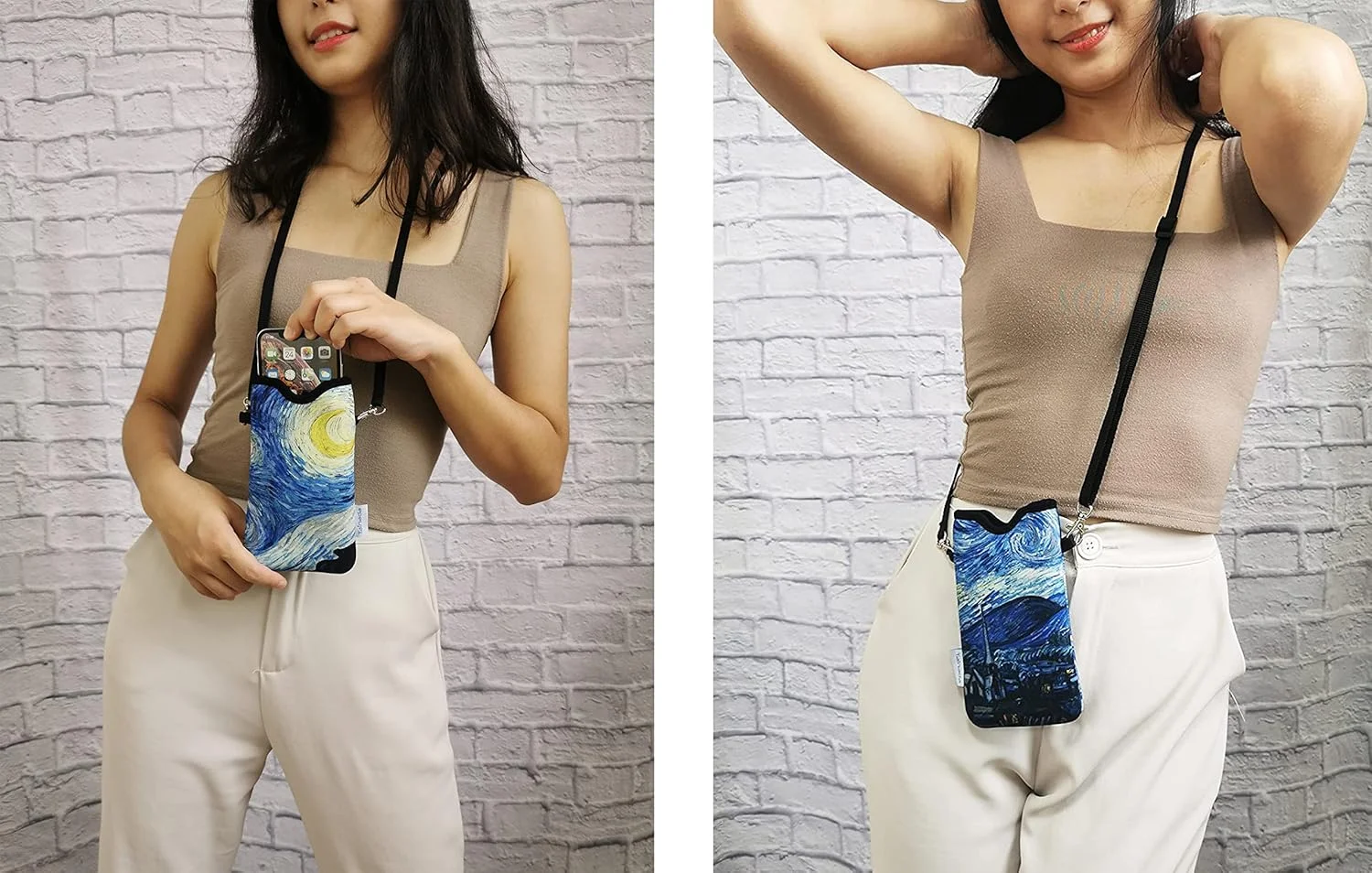 کیف محافظ گوشی نئوپرن تاینادا با بند دوشی/گردنی برای آیفون، ایر، سامسونگ، گوگل پیکسل (شب پر ستاره)