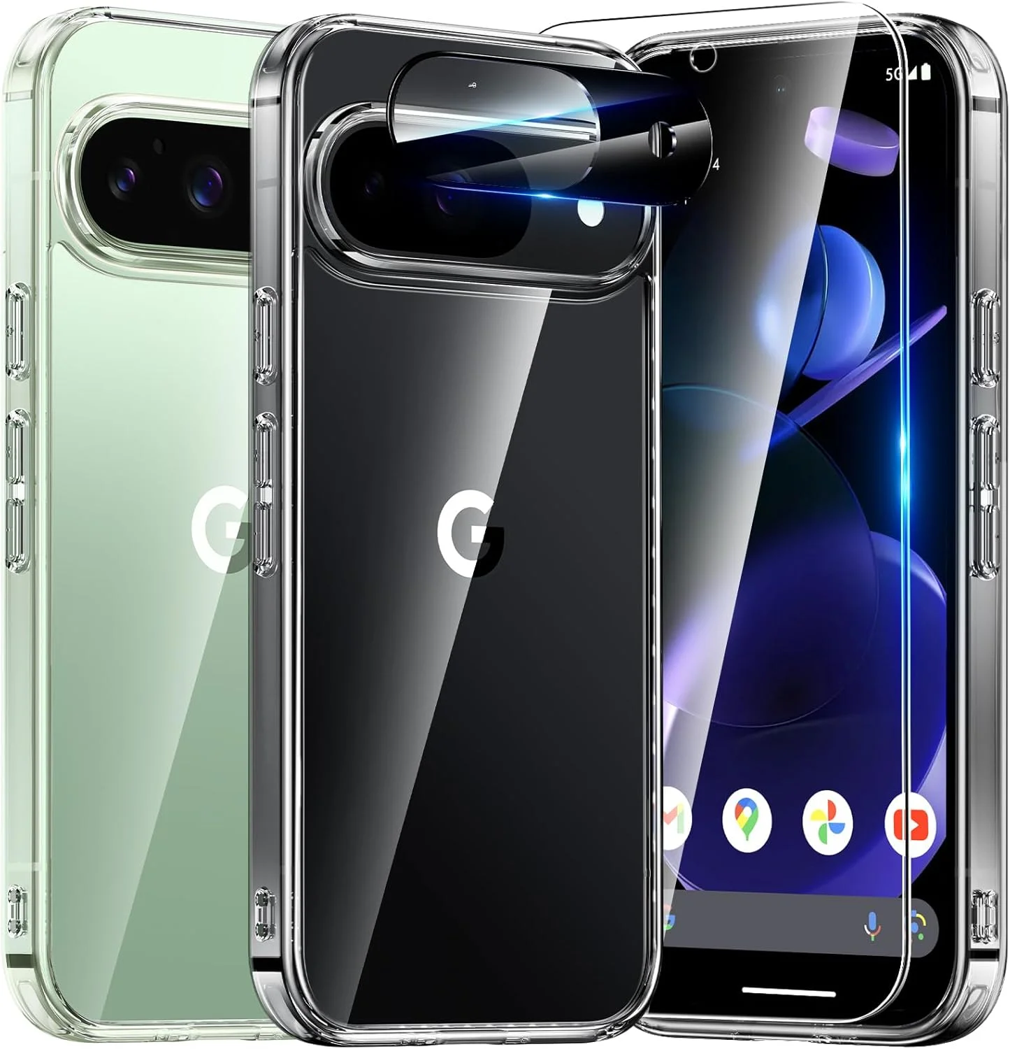 کاور محافظ گوشی گوگل پیکسل 9 مدل UniqueMe، [مجموعه 5 در 1] شامل 1 کاور، 2 محافظ صفحه نمایش و 2 محافظ لنز دوربین