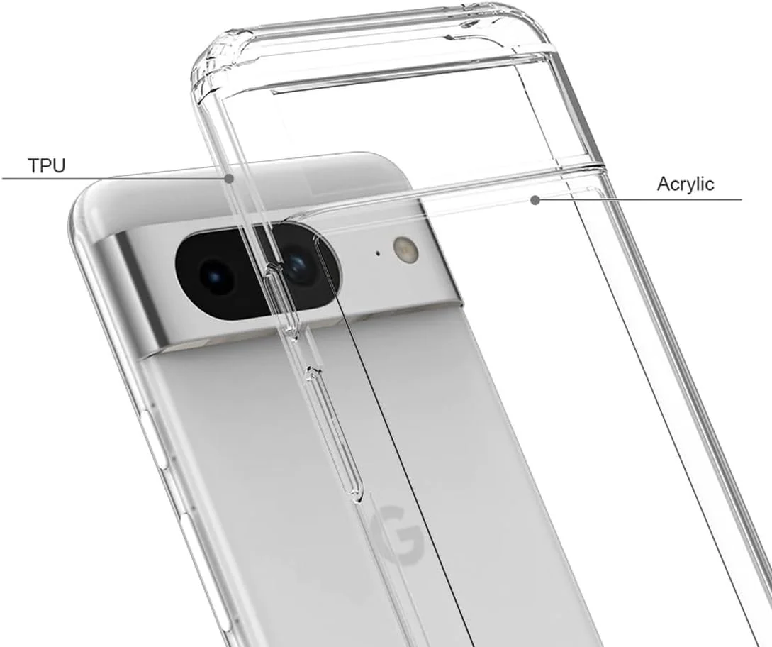 کاور شفاف طراحی شده برای گوگل پیکسل 8، [ضد زردی و ضد لغزش] قاب محافظ گوشی ضد ضربه و باریک برای گوگل پیکسل 8 مدل 2023 - 6.7 اینچ، شفاف