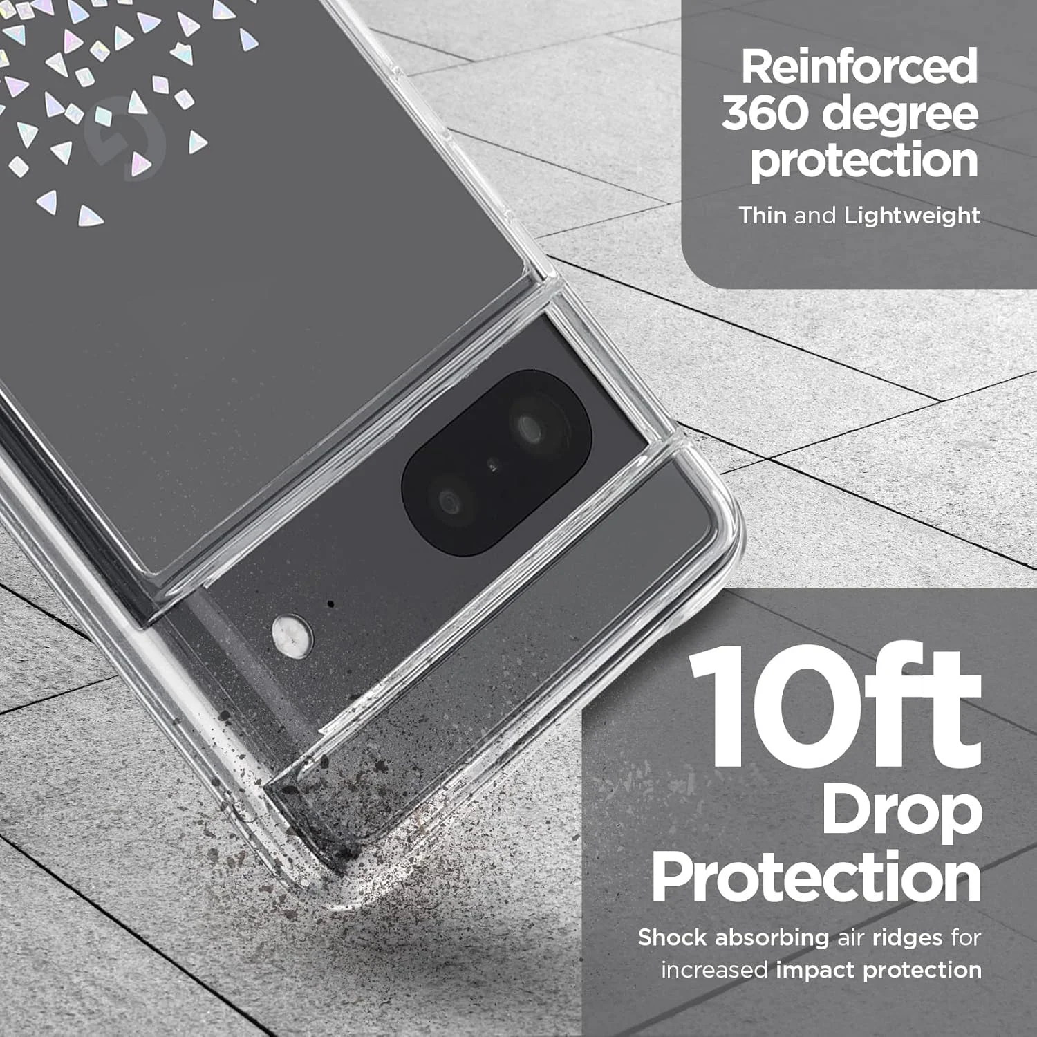 کاور گوشی گوگل پیکسل 7 - طرح الماس آمبر درخشان - محافظت در برابر سقوط از ارتفاع 3 متر و شارژ بی‌سیم - ضد خش، مقاوم در برابر ضربه، باریک و سبک