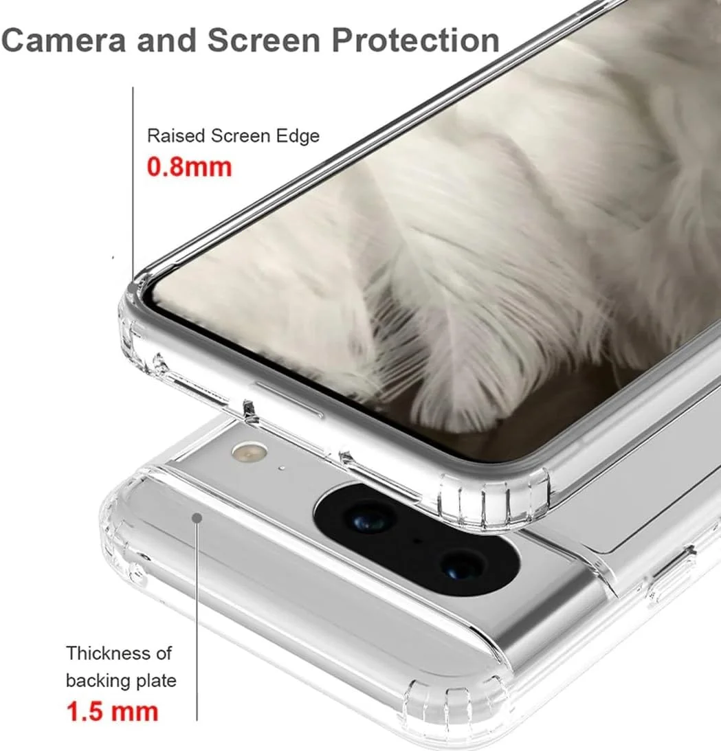 کاور شفاف طراحی شده برای گوگل پیکسل 8، [ضد زردی و ضد لغزش] قاب محافظ گوشی ضد ضربه و باریک برای گوگل پیکسل 8 مدل 2023 - 6.7 اینچ، شفاف