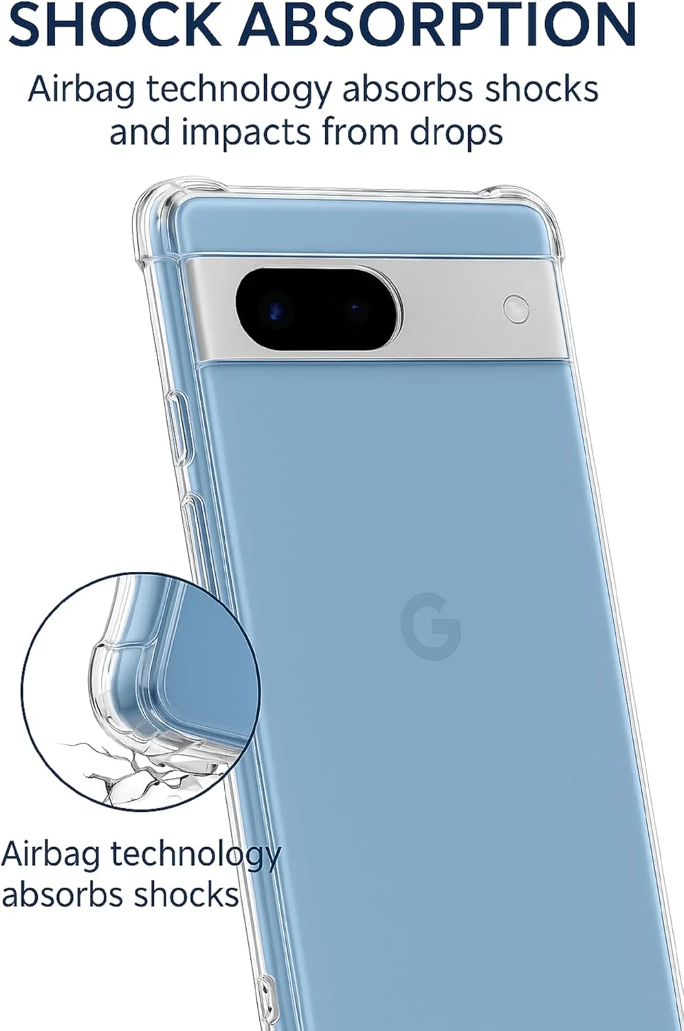 کاور شفاف شانس برای گوگل پیکسل 7a، ضربه گیر سیلیکونی TPU مقاوم در برابر ضربه با ایربگ های 4 گوشه، باریک، ضد زردی، محافظ انعطاف پذیر گوشی
