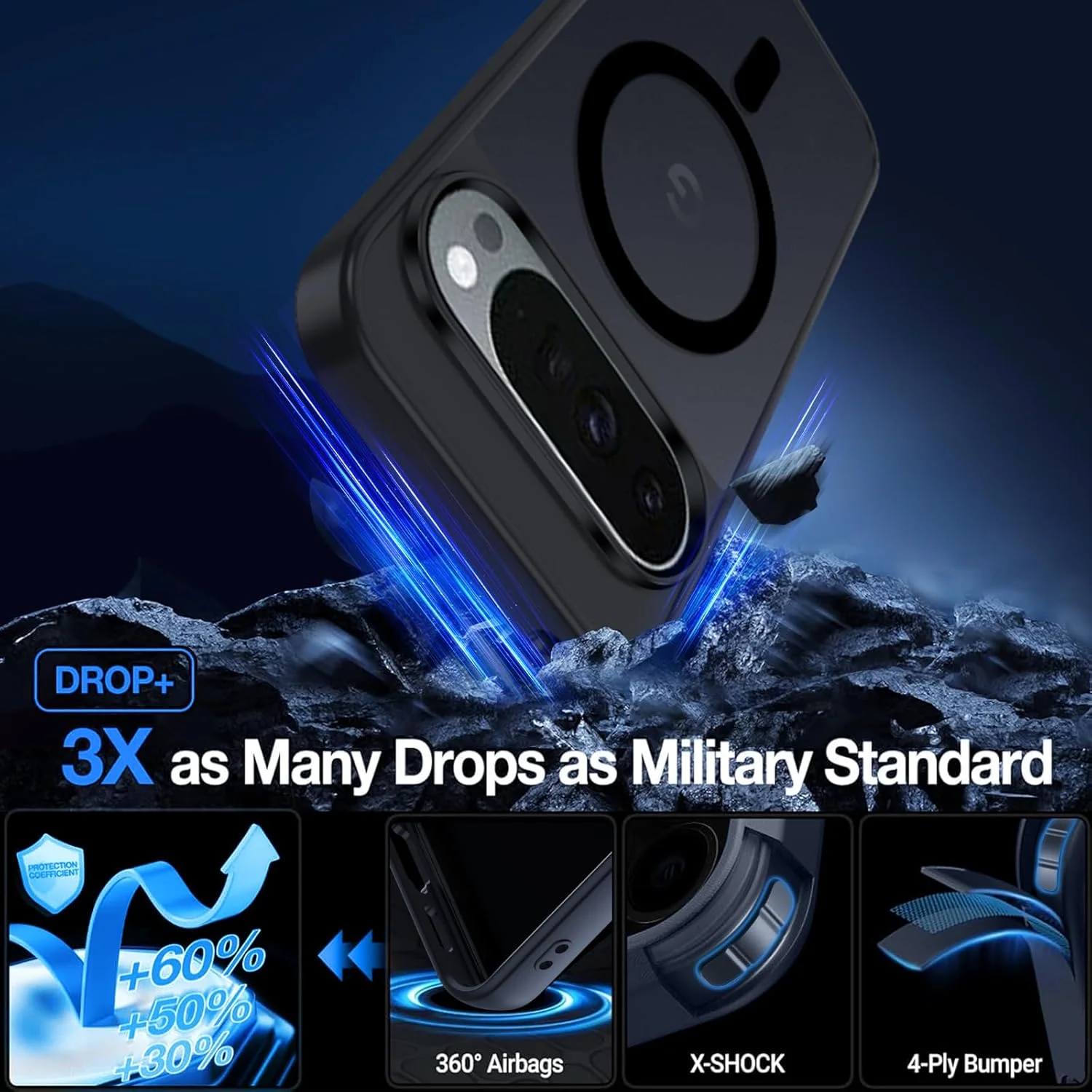 قاب مغناطیسی برای گوگل پیکسل 10 پرو ایکس ال به همراه 2 عدد محافظ صفحه نمایش، سازگار با مگ سیف، نیمه شفاف، ضد اثر انگشت، ضد خش، مقاوم در برابر ضربه، مشکی مات