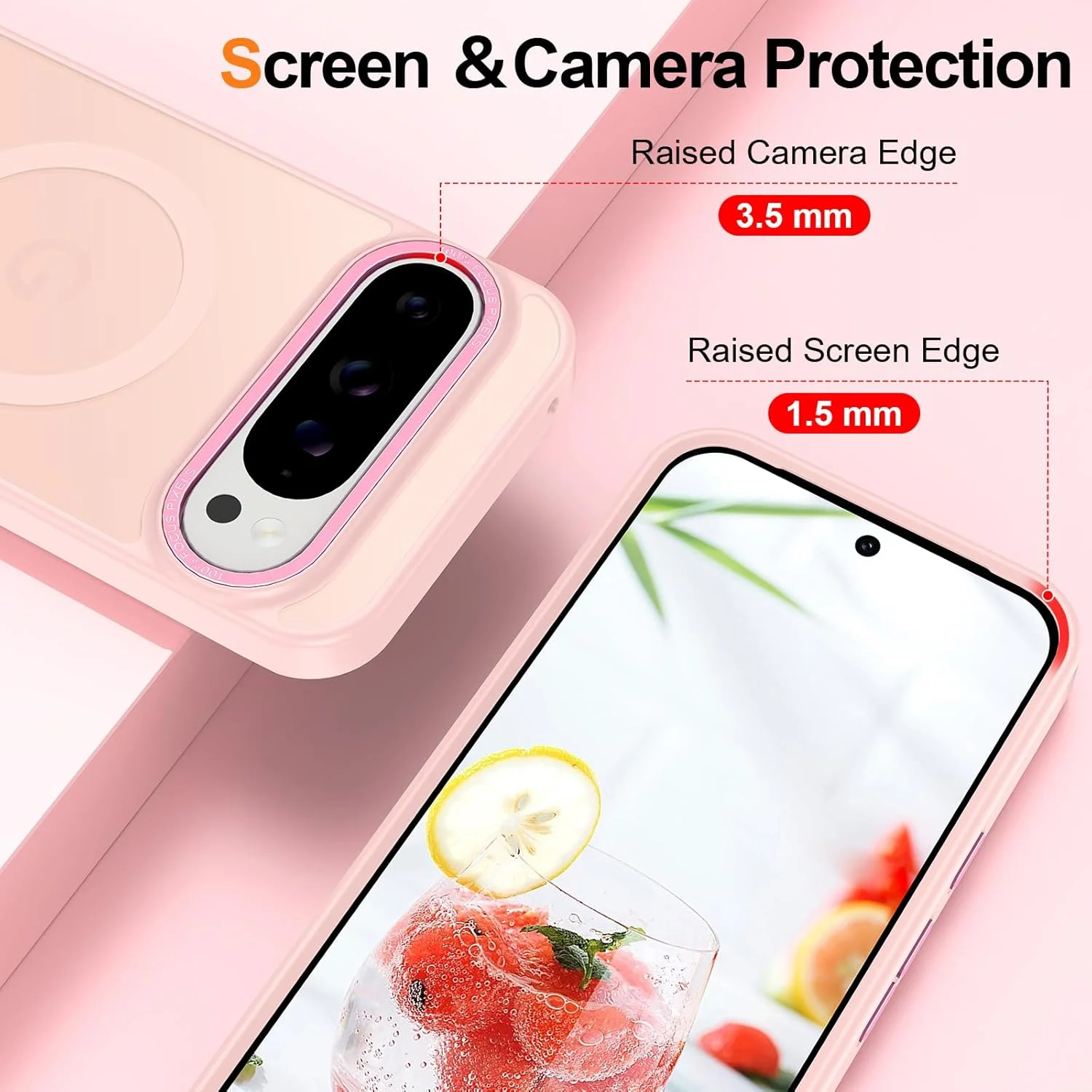 قاب محافظ مغناطیسی گوشی گوگل پیکسل 9 پرو ایکس ال، [محافظت در برابر سقوط در سطح نظامی] [سازگار با MagSafe] ضد ضربه باریک مات ضد لغزش مناسب برای خانم ها آقایان دختران، صورتی