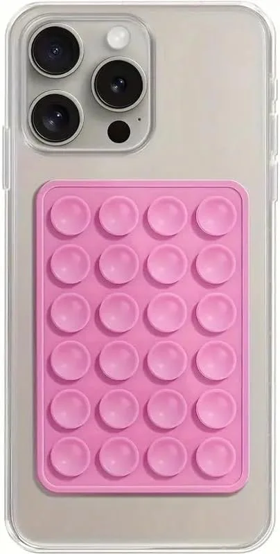 پایه نگهدارنده گوشی سیلیکونی چسبی Guci، هولدر لوازم جانبی موبایل بدون نیاز به دست برای سلفی و فیلم || استیکرهای گیره فنجانی گوشی روی دیوار (صورتی پاستیلی)