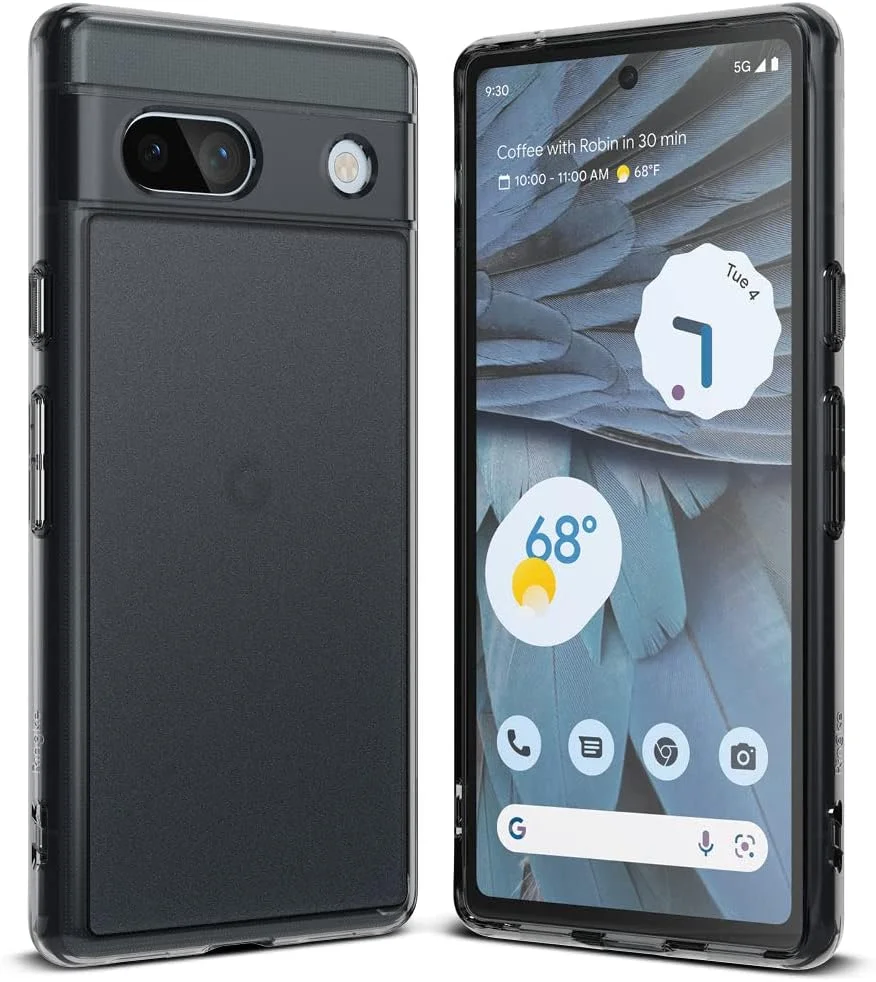 کاور محافظ گوشی رینکه فیوژن سازگار با گوگل پیکسل 7a، قاب پشتی PC سخت ضد خش نیمه شفاف، بامپر TPU ضد ضربه، محافظ تلفن برای پیکسل 7a (2023) - مشکی دودی مات