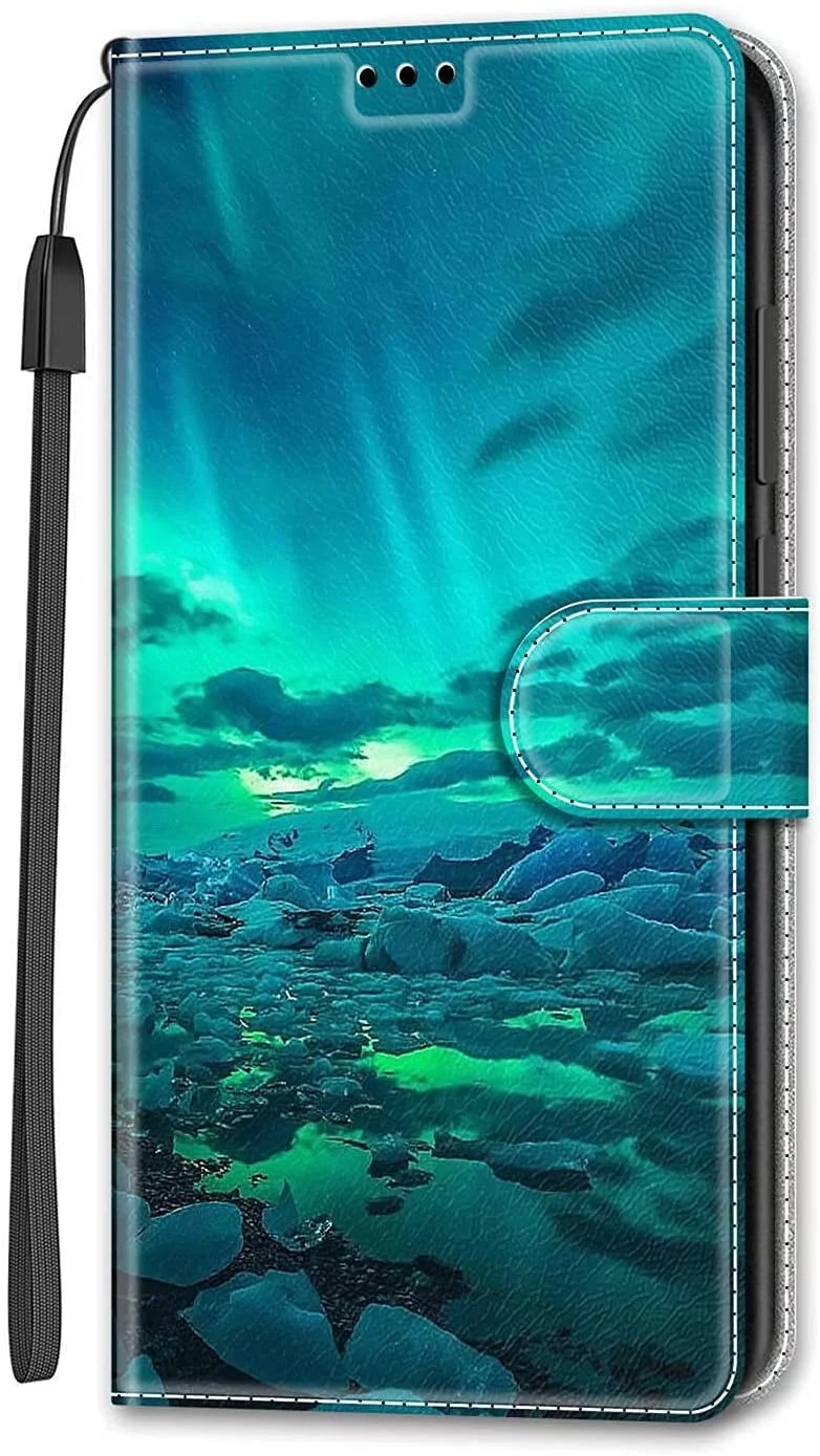 قاب محافظ چرمی تاشو گوشی مناسب برای گوگل پیکسل 7، کاور سیلیکونی ضد ضربه با قابلیت استند و جای کارت - Aurora