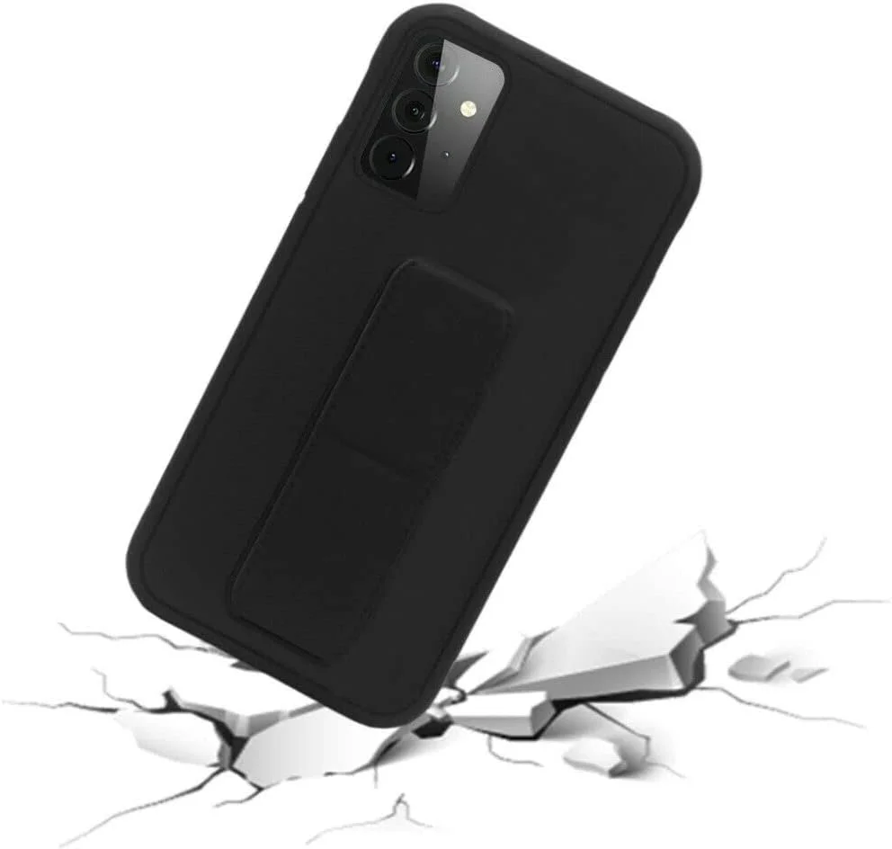 قاب محافظ گوشی زِگ سازگار با سامسونگ A52 4G/5G به همراه استند و نگهدارنده مغناطیسی، بند انگشتی سیلیکونی ممتاز عمودی و افقی و پایه چند منظوره، کاور استند انگشتی قابل نصب روی هولدر ماشین (مشکی جت)