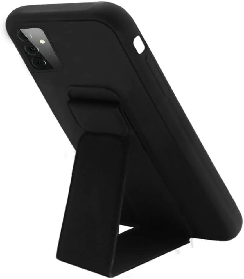 قاب محافظ گوشی زِگ سازگار با سامسونگ A52 4G/5G به همراه استند و نگهدارنده مغناطیسی، بند انگشتی سیلیکونی ممتاز عمودی و افقی و پایه چند منظوره، کاور استند انگشتی قابل نصب روی هولدر ماشین (مشکی جت)