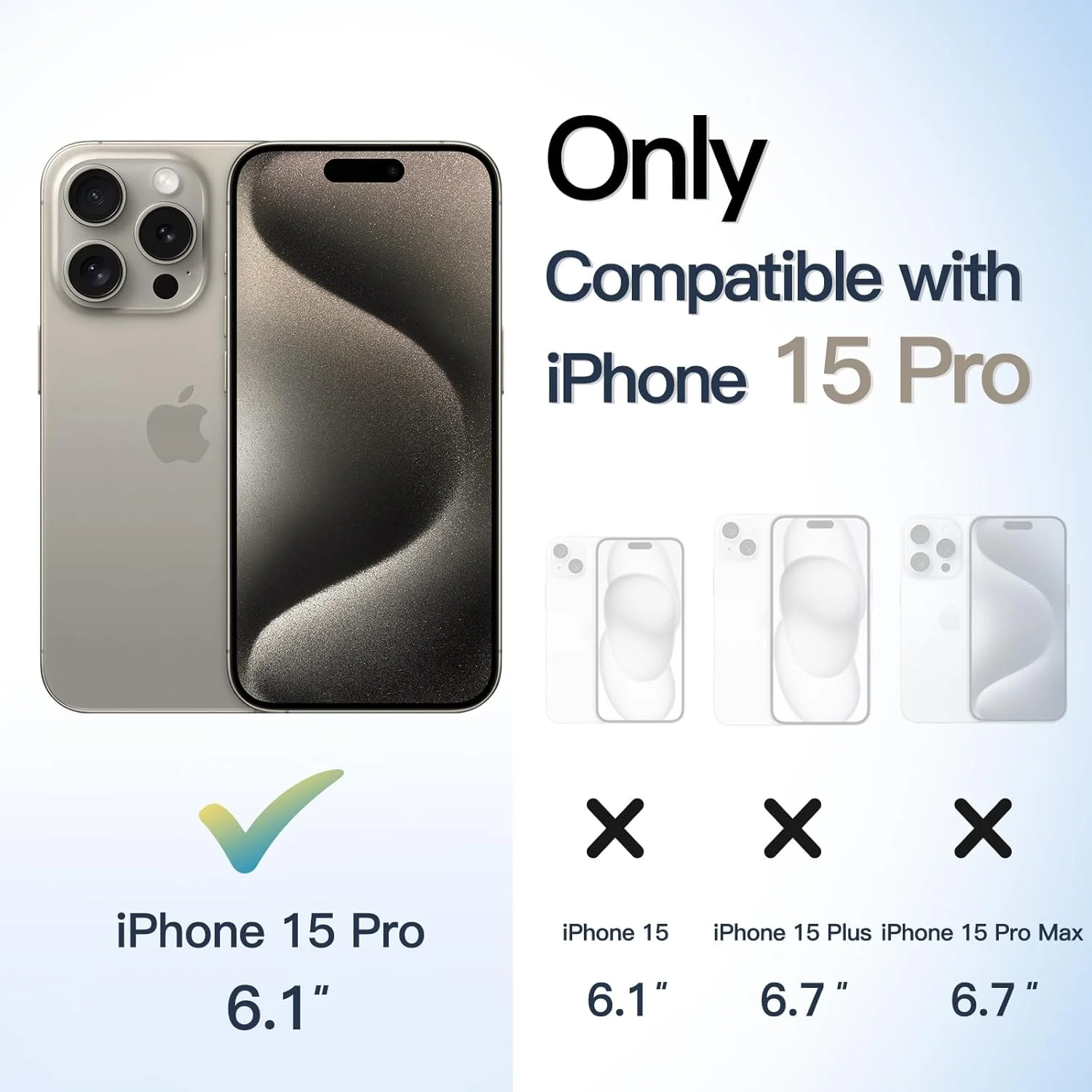 کاور محافظ گوشی JETech مناسب برای آیفون 15 پرو 6.1 اینچ، کاور ضربه گیر گوشی، فریم TPU مات رنگ ثابت، پشت شفاف ضد خش (تیتانیوم طبیعی)