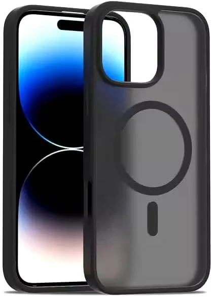 قاب محافظ مات مغناطیسی سازگار با شارژ بی‌سیم مگ‌سیف، ضد ضربه برای آیفون 16 پرو 6.3 اینچ (مشکی، آیفون 16 پرو)