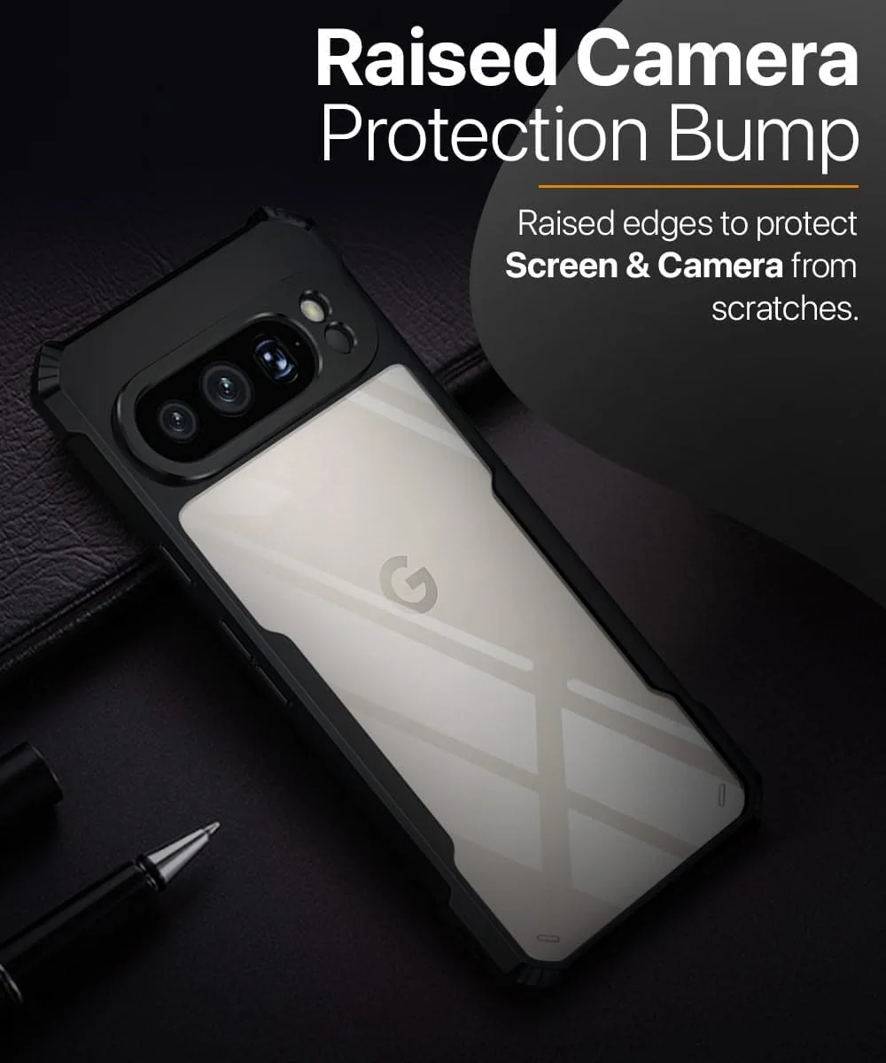 کاور ضد ضربه و محافظ 360 درجه گوشی گوگل پیکسل 9 پرو ایکس ال، طراحی محافظت از دوربین، پشت شفاف هایبرید، کاور بامپر مشکی مناسب گوگل پیکسل 9 پرو ایکس ال 2024