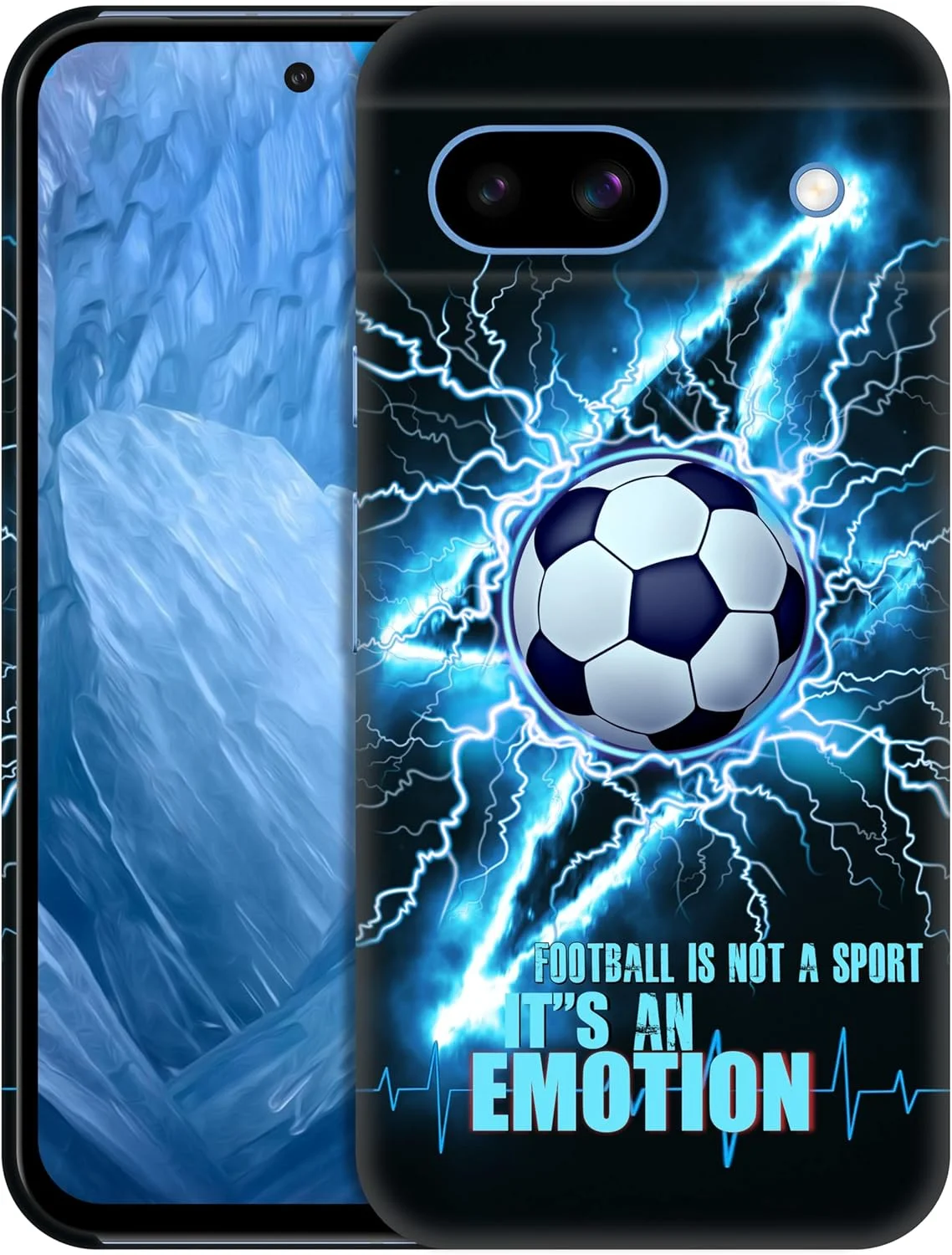 قاب محافظ گوشی گوگل پیکسل 8A 5G - طرح فوتبال و رعد و برق، باریک، شیک، پلاستیکی، سخت، محافظ پشت گوشی