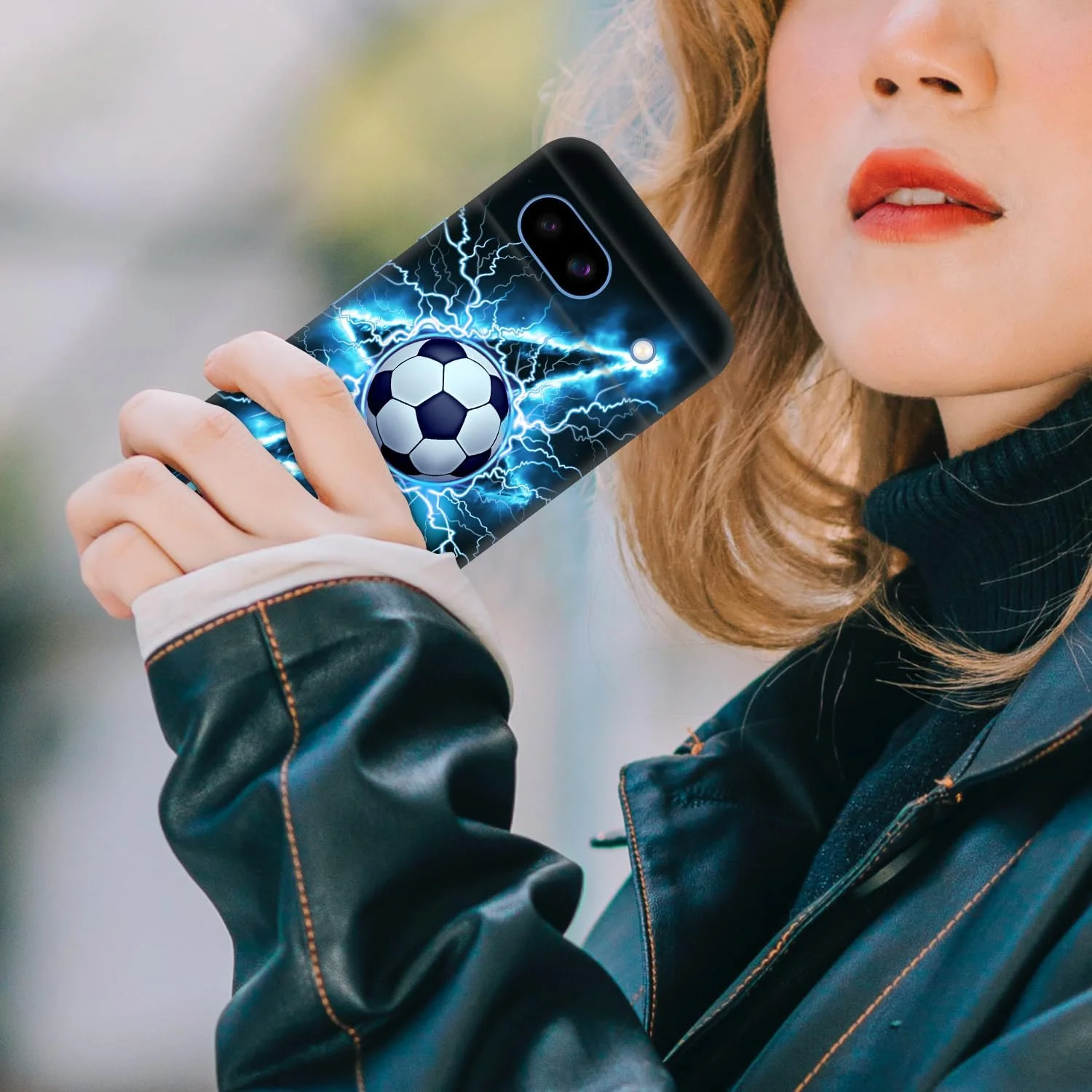 قاب محافظ گوشی گوگل پیکسل 8A 5G - طرح فوتبال و رعد و برق، باریک، شیک، پلاستیکی، سخت، محافظ پشت گوشی