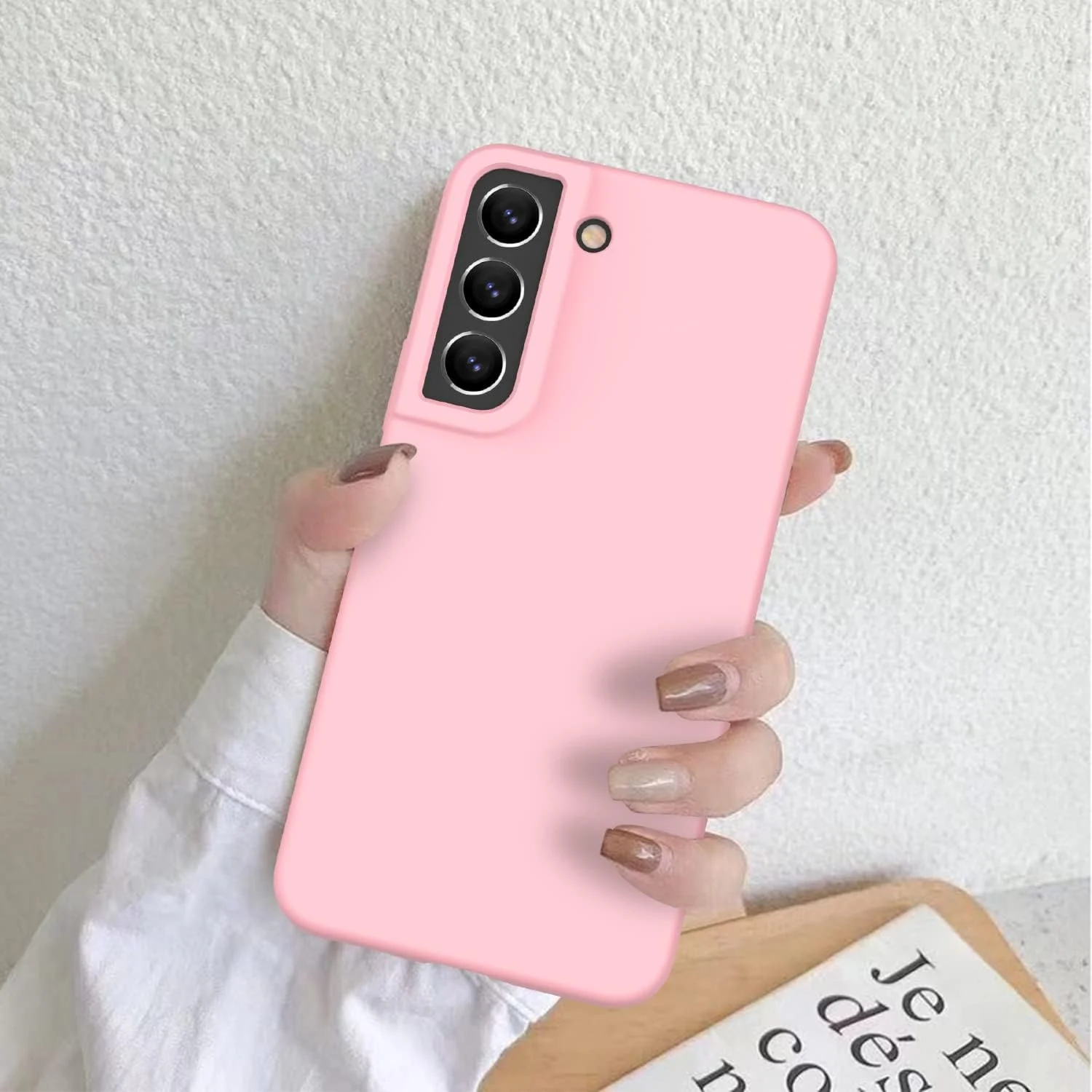 قاب سیلیکونی DEENAKIN برای گوشی سامسونگ گلکسی S22، محافظ نرم و انعطاف پذیر با پوشش داخلی میکروفایبر نرم - صورتی روشن