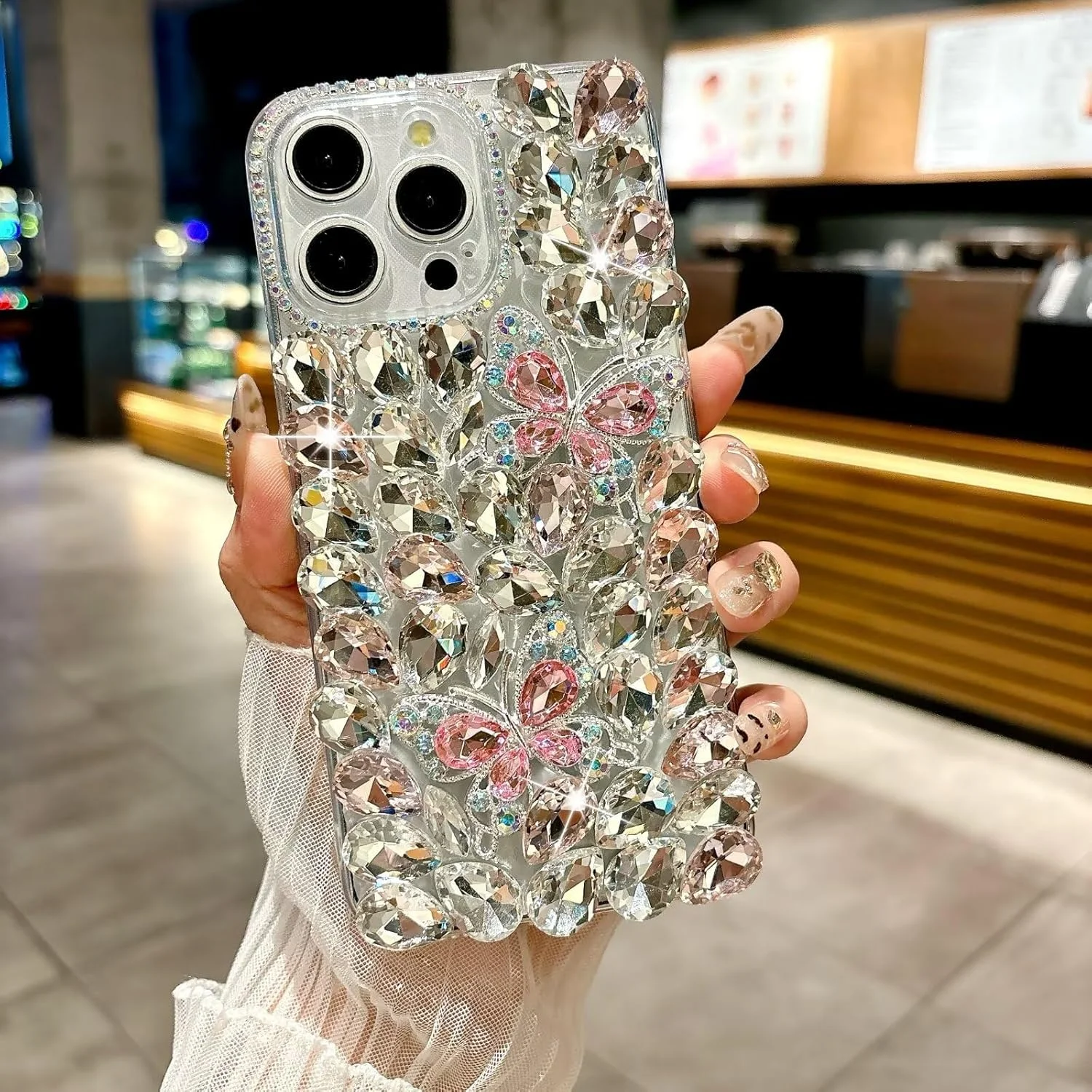 کاور گوشی نگین دار پروانه ای Miagon مناسب برای گوگل پیکسل 7، کاور پشتی درخشان و لوکس دست ساز سه بعدی با سنگ های کریستالی و بدلیجات براق مناسب بانوان و دختران کاور گوشی نگین دار پروانه ای Miagon مناسب برای گوگل پیکسل 7، کاور پشتی درخشان و لوکس دست ساز سه بعدی با سنگ های کریستالی و بدلیجات براق مناسب بانوان و دختران