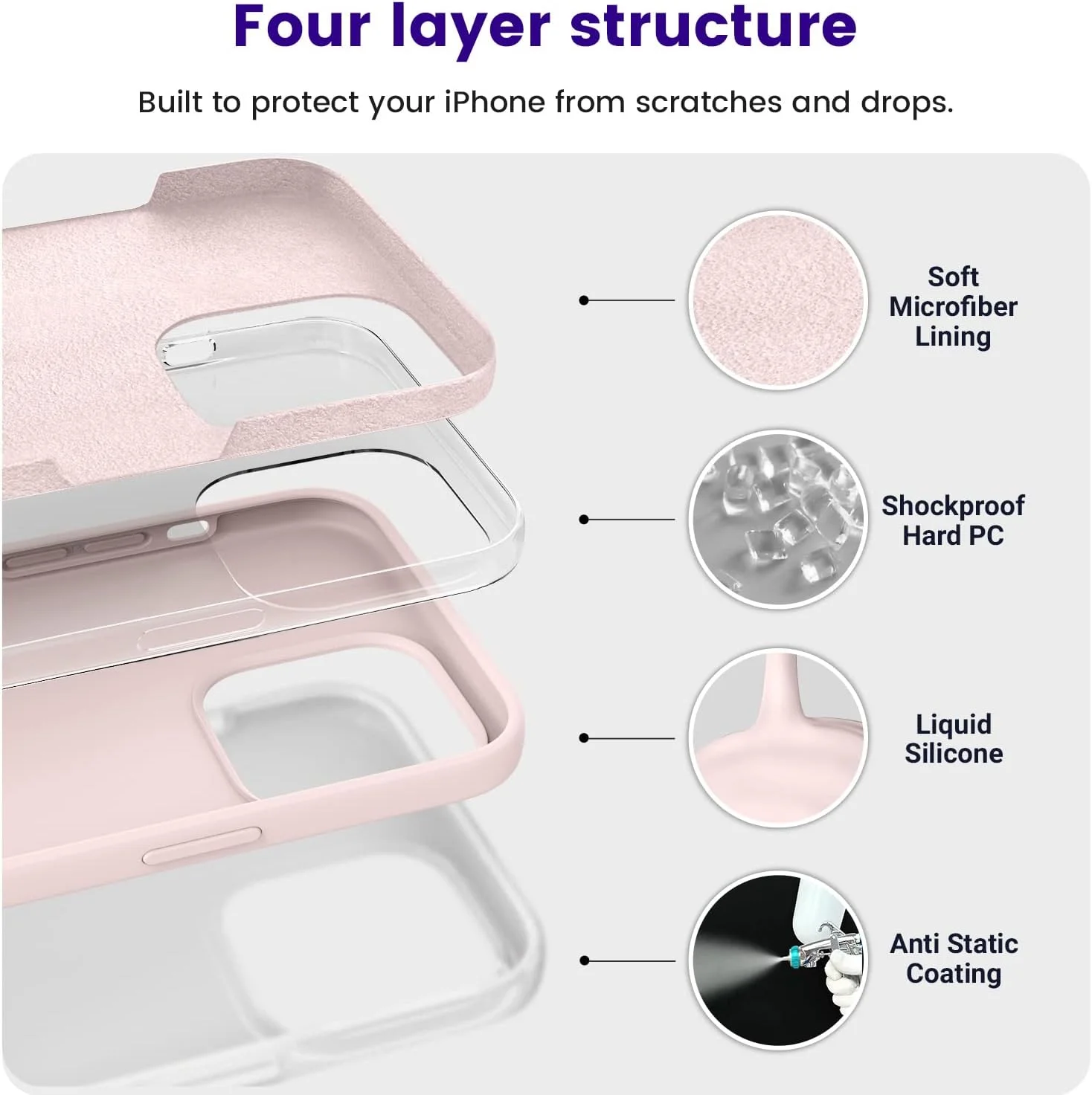 کاور سیلیکونی محافظ گوشی آیفون 14 پرو مکس اوتوفلای - رنگ صورتی گچی