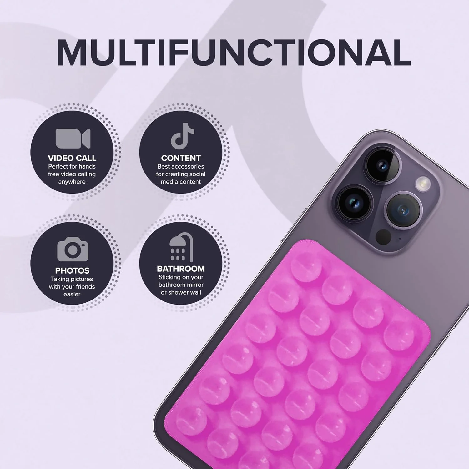 پایه نگهدارنده چسبی سیلیکونی موبایل SAYT، نگهدارنده لوازم جانبی موبایل بدون دست برای سلفی و فیلم || استیکرهای گیره فنجانی تلفن روی دیوار