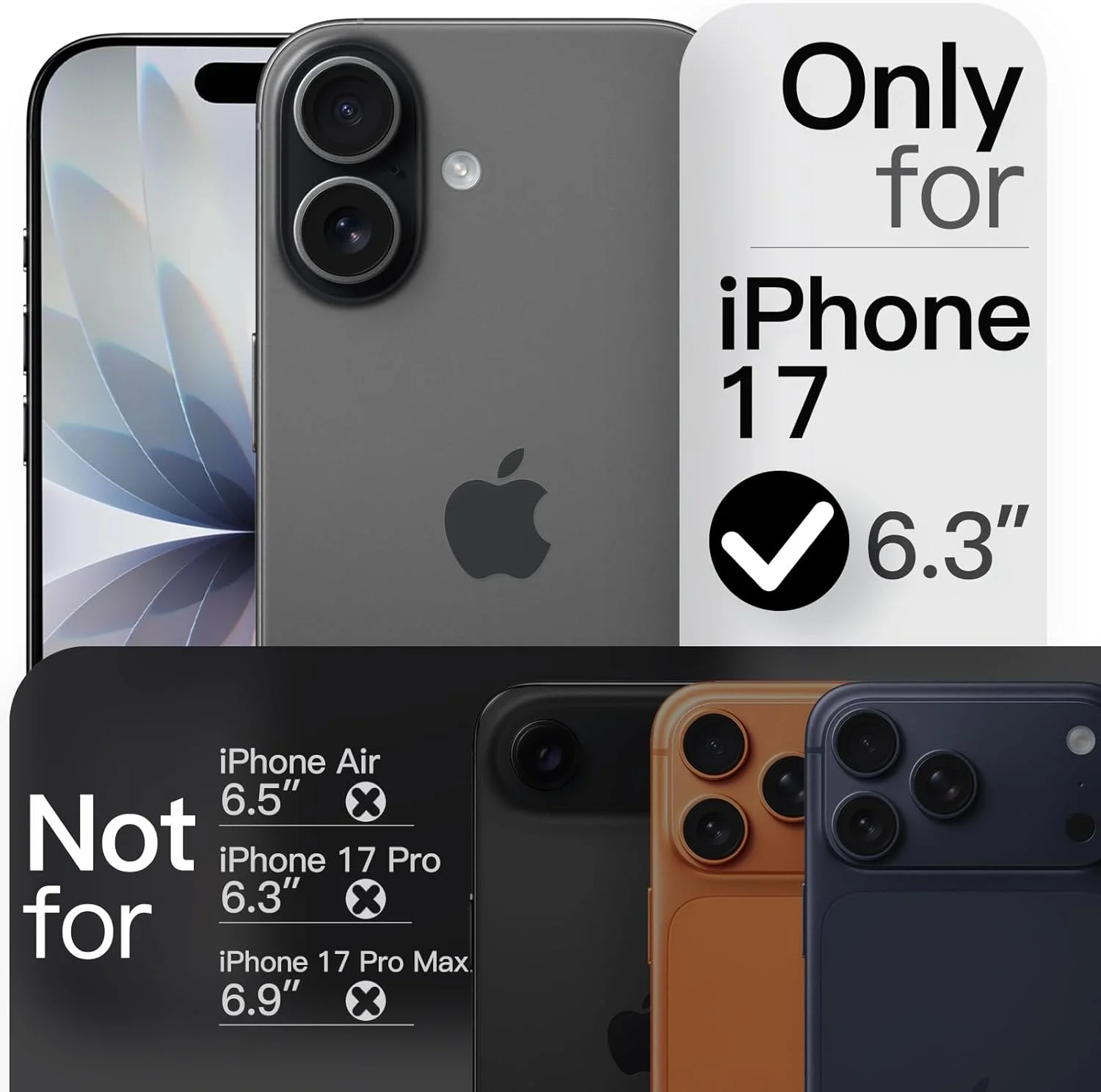 کاور باریک JETech برای آیفون 17 سایز 6.3 اینچ، کاور گوشی فوق العاده نازک، سبک و مینیمال با محافظت از لنز دوربین، پوشش مات ضد اثر انگشت (مشکی)