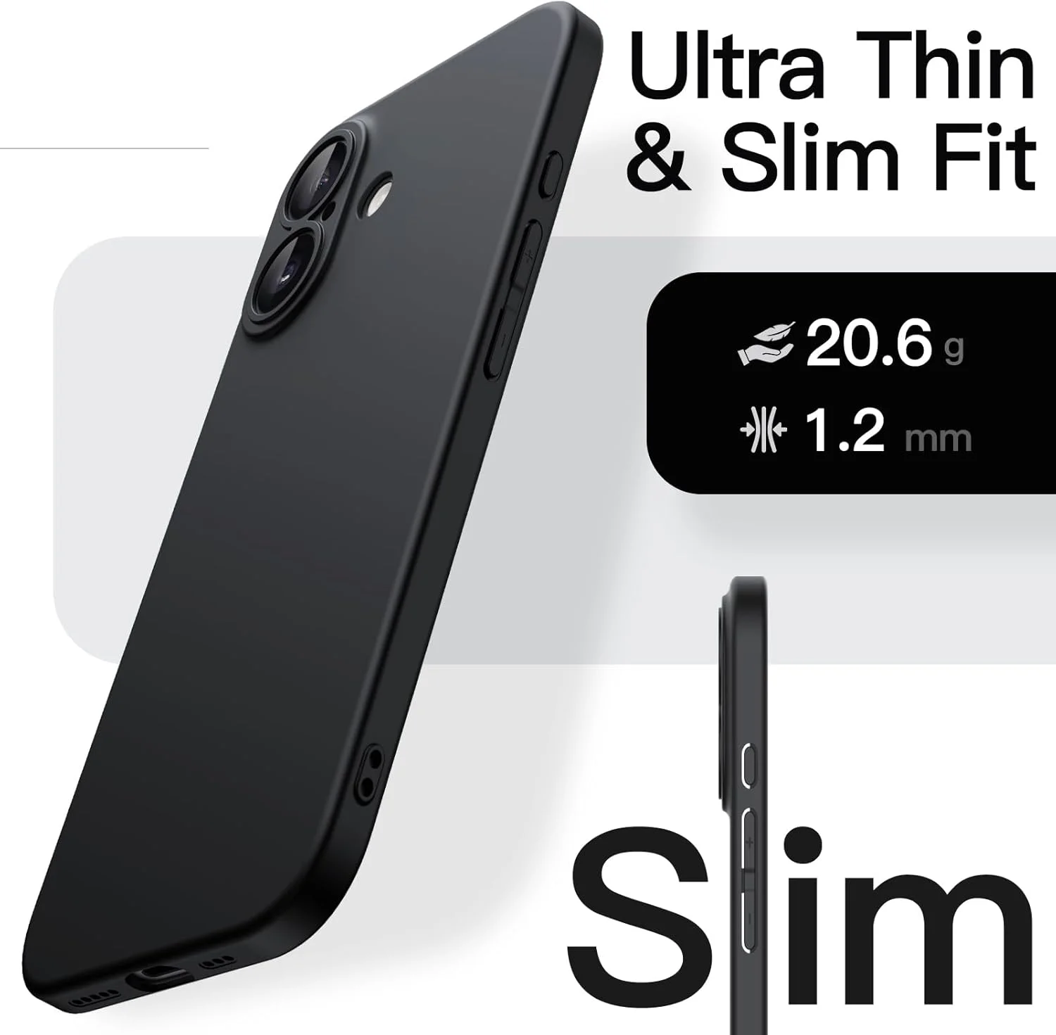 کاور باریک JETech برای آیفون 17 سایز 6.3 اینچ، کاور گوشی فوق العاده نازک، سبک و مینیمال با محافظت از لنز دوربین، پوشش مات ضد اثر انگشت (مشکی)