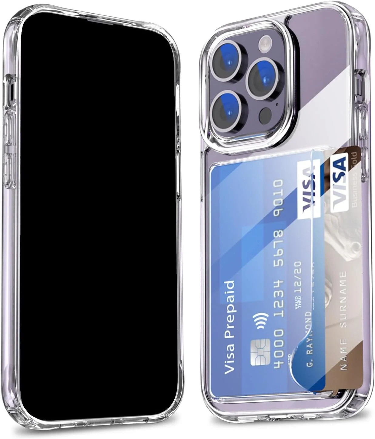 کاور محافظ گوشی ALLNEWELOOK شفاف با جای کارت، مناسب برای آیفون 13 پرو، مقاوم در برابر خش و ضربه، دارای برش های دقیق جانبی (کاور شفاف با جای کارت برای 13 پرو)