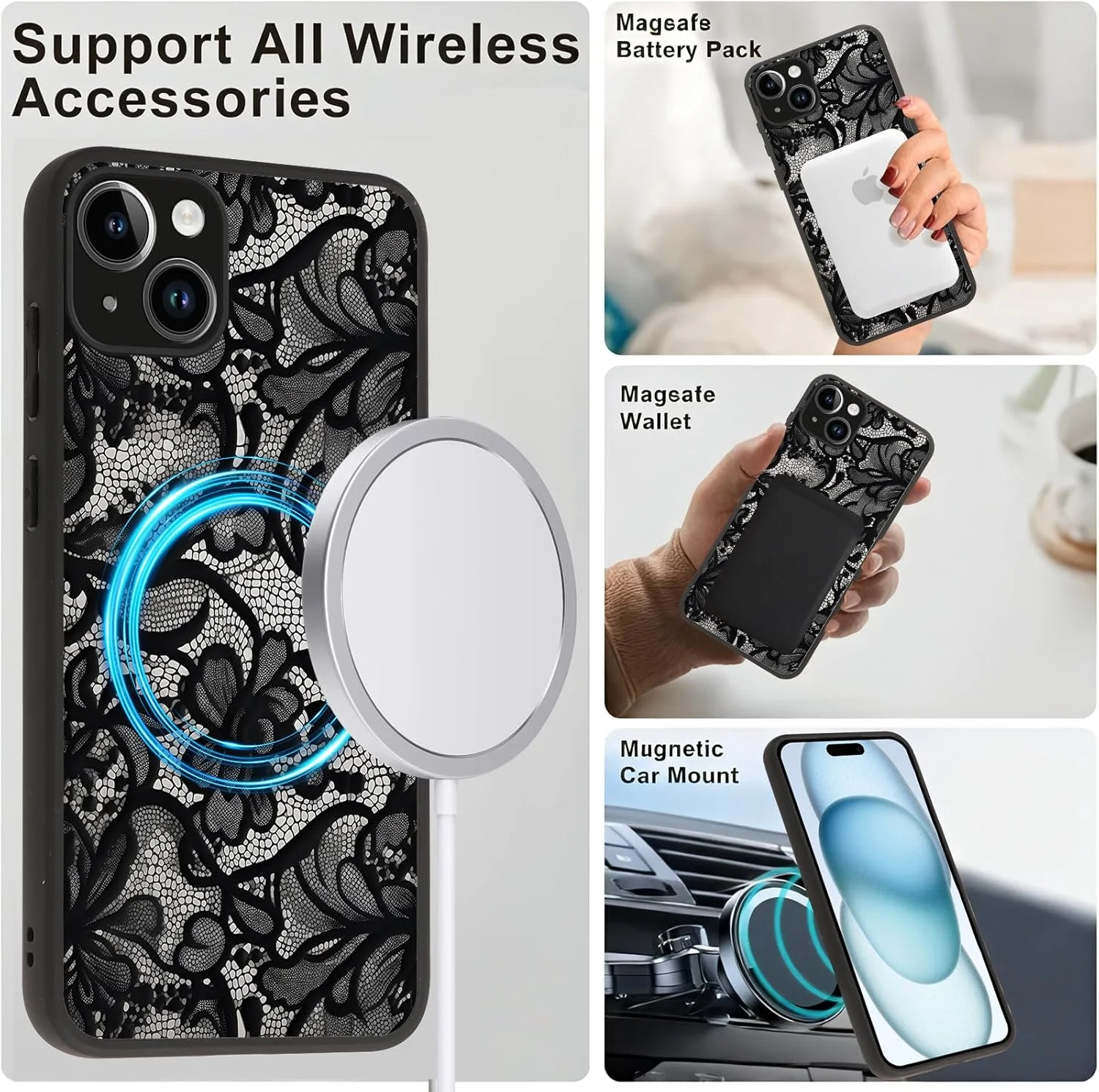 کاور گوشی موبایل رامدی مناسب برای آیفون 15، باریک، نرم و ضد ضربه با طرح توری، قاب گوشی زیبا برای آیفون 15