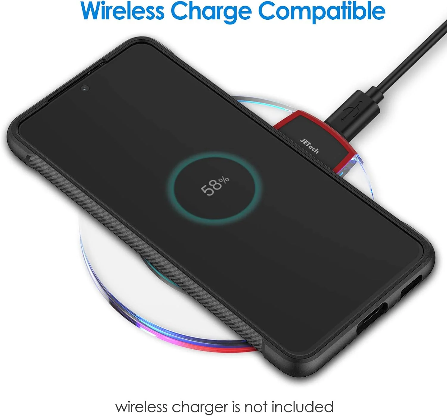 کاور باریک JETech مناسب برای گوشی سامسونگ گلکسی S21 سایز 6.2 اینچ، کاور نازک گوشی با قابلیت جذب شوک و طراحی فیبر کربن (مشکی)