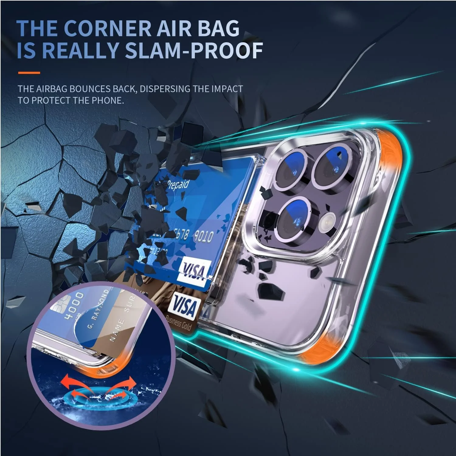 کاور محافظ گوشی ALLNEWELOOK شفاف با جای کارت، مناسب برای آیفون 13 پرو، مقاوم در برابر خش و ضربه، دارای برش های دقیق جانبی (کاور شفاف با جای کارت برای 13 پرو)