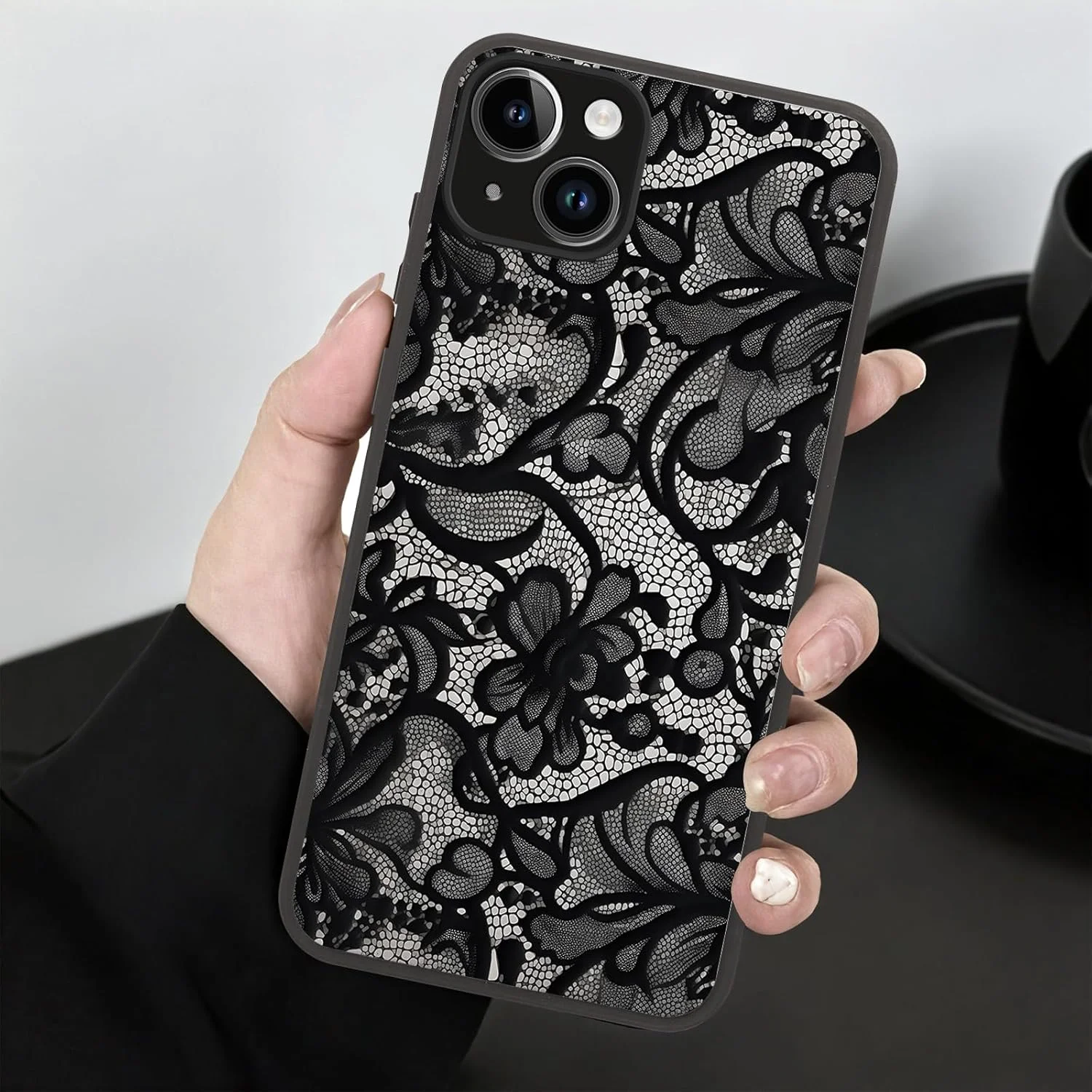 کاور گوشی موبایل رامدی مناسب برای آیفون 15، باریک، نرم و ضد ضربه با طرح توری، قاب گوشی زیبا برای آیفون 15