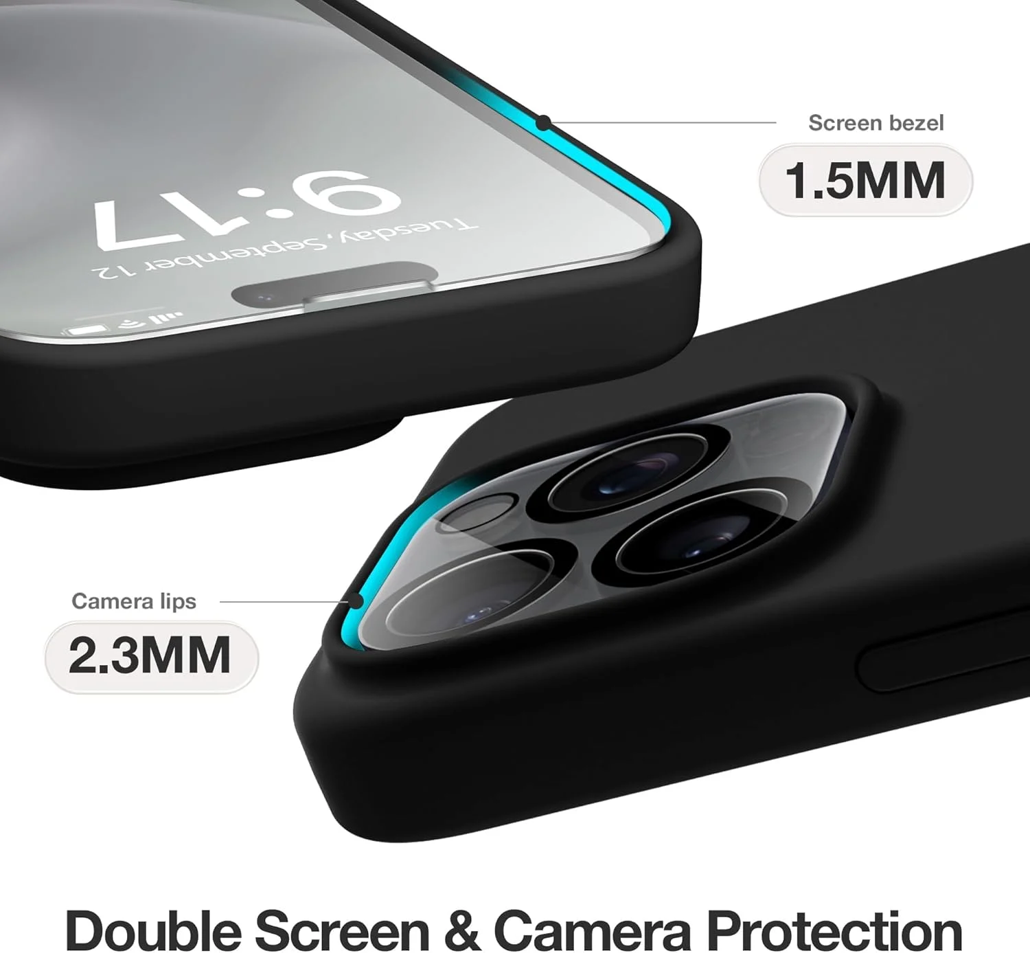 قاب سیلیکونی گوشی آیفون 15 پرو، با پوشش داخلی میکروفایبر نرم [پوشش کامل دوربین] ضد ضربه - رنگ ماسه ای صورتی