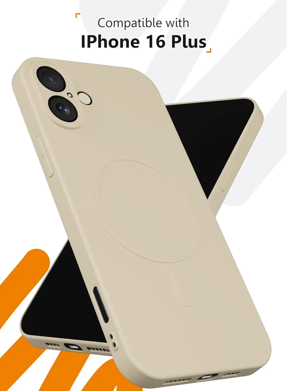 قاب محافظ موبيليوس برای آیفون 16 پلاس، [دارای پوشش داخلی میکروفایبر نرم ضد خش]، قاب مغناطیسی ضد ضربه طراحی شده برای آیفون 16 پلاس، بژ