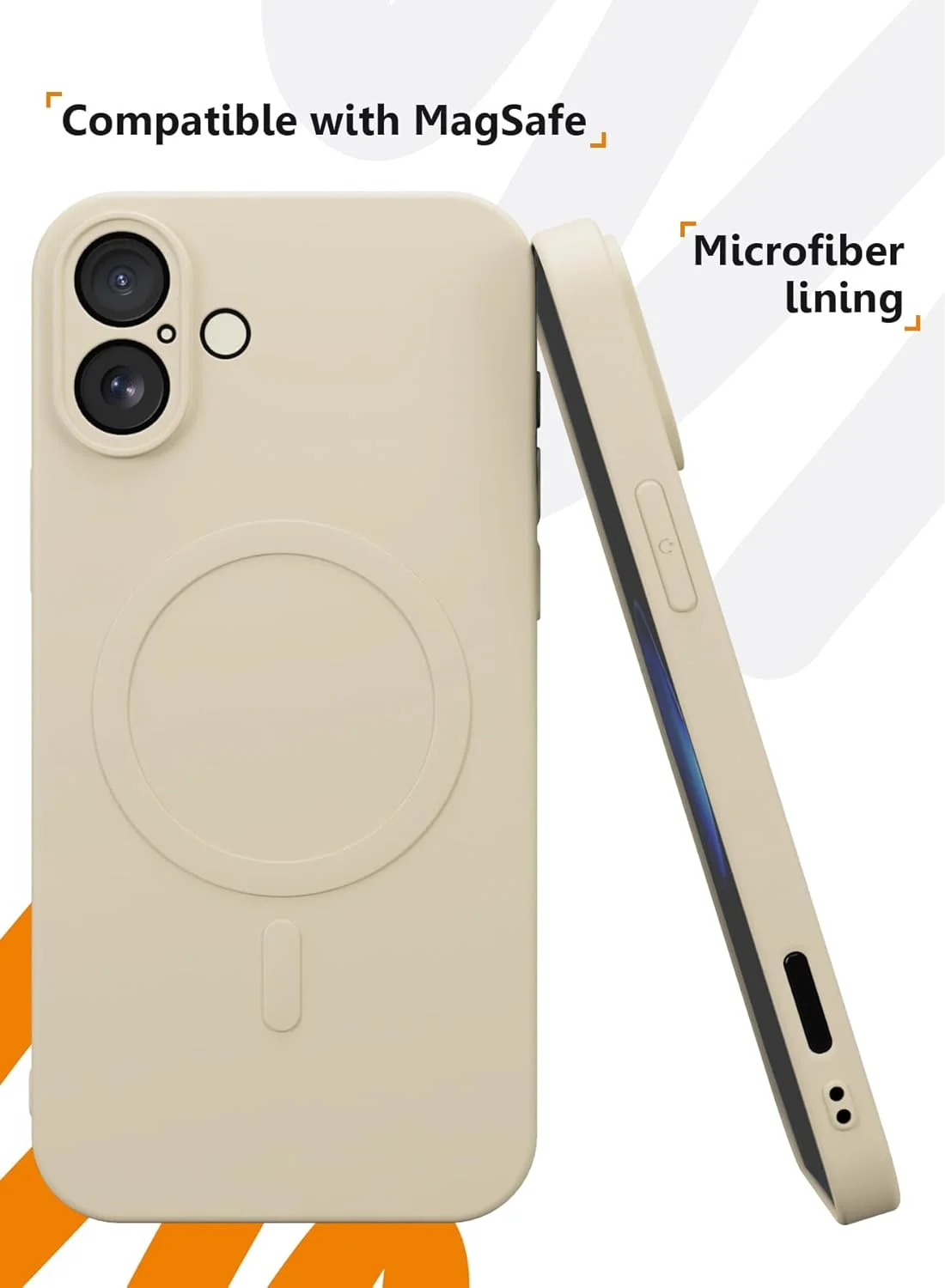 قاب محافظ موبيليوس برای آیفون 16 پلاس، [دارای پوشش داخلی میکروفایبر نرم ضد خش]، قاب مغناطیسی ضد ضربه طراحی شده برای آیفون 16 پلاس، بژ