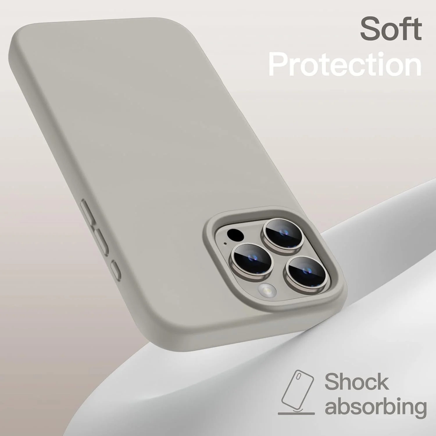 کاور سیلیکونی مایع JETech برای آیفون 16 پرو مکس 6.9 اینچی، کاور محافظ تمام بدنه با لمس نرم و ابریشمی، ضد خش و ضد ضربه با پوشش داخلی میکروفایبر (تیتانیوم طبیعی)