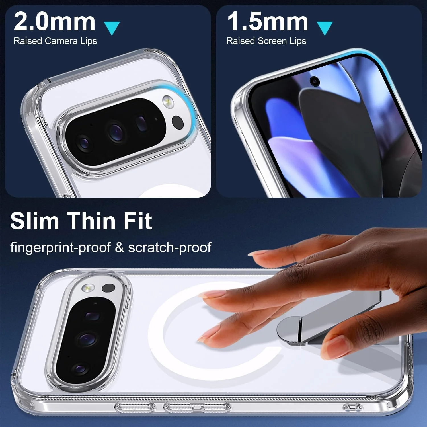 قاب محافظ مغناطیسی گوشی گوگل پیکسل 10 پرو ایکس ال با پایه مخفی، مقاوم در برابر ضربه و ضد خش - شفاف قاب محافظ مغناطیسی گوشی گوگل پیکسل 10 پرو ایکس ال با پایه مخفی، مقاوم در برابر ضربه و ضد خش - شفاف