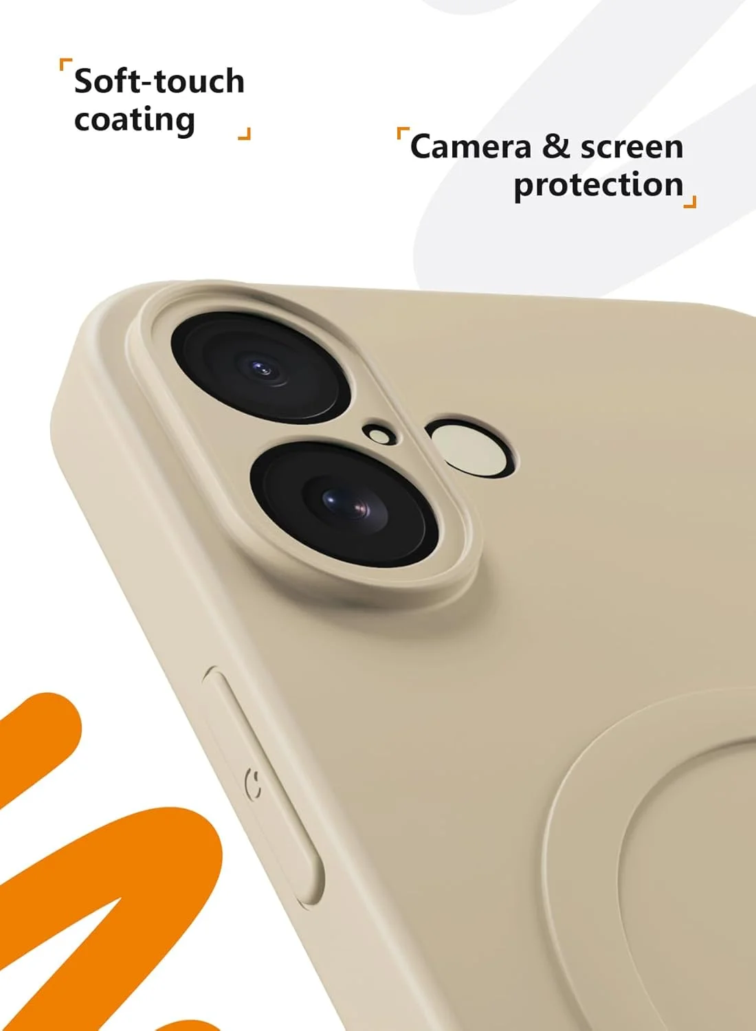 قاب محافظ موبيليوس برای آیفون 16 پلاس، [دارای پوشش داخلی میکروفایبر نرم ضد خش]، قاب مغناطیسی ضد ضربه طراحی شده برای آیفون 16 پلاس، بژ