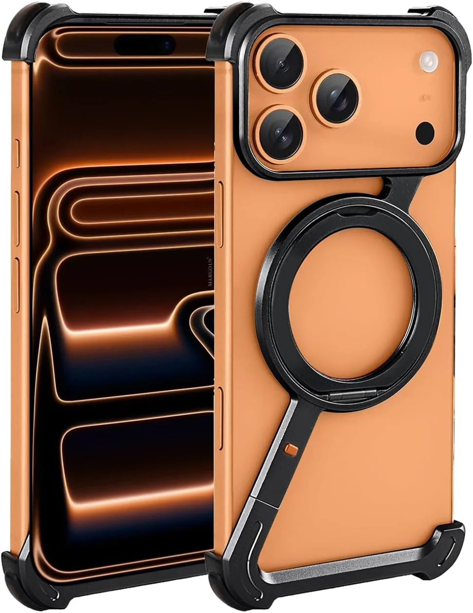 قاب گوشی مینیمالیستی مارگون سازگار با آیفون 17 پرو مکس، کاور گوشی با پایه چرخان 360 درجه، طراحی بدون قاب فلزی آلومینیومی، محافظ ضد ضربه (مشکی، 17 PRM) قاب گوشی مینیمالیستی مارگون سازگار با آیفون 17 پرو مکس، کاور گوشی با پایه چرخان 360 درجه، طراحی بدون قاب فلزی آلومینیومی، محافظ ضد ضربه (مشکی، 17 PRM)