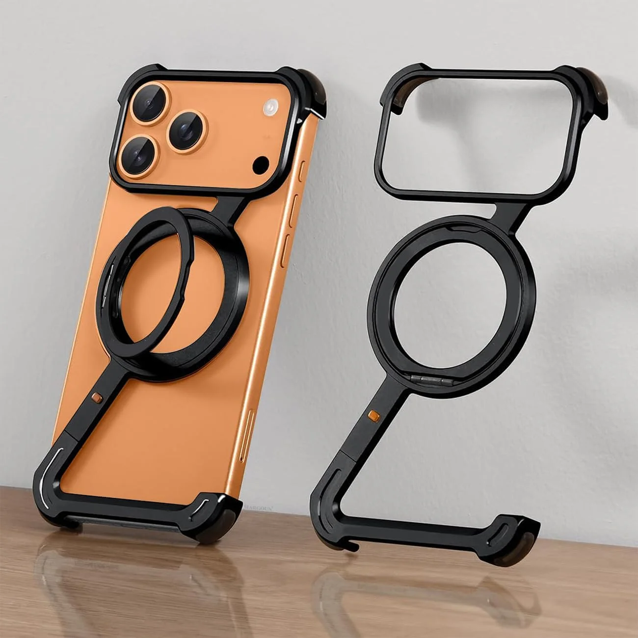 قاب گوشی مینیمالیستی مارگون سازگار با آیفون 17 پرو مکس، کاور گوشی با پایه چرخان 360 درجه، طراحی بدون قاب فلزی آلومینیومی، محافظ ضد ضربه (مشکی، 17 PRM) قاب گوشی مینیمالیستی مارگون سازگار با آیفون 17 پرو مکس، کاور گوشی با پایه چرخان 360 درجه، طراحی بدون قاب فلزی آلومینیومی، محافظ ضد ضربه (مشکی، 17 PRM)