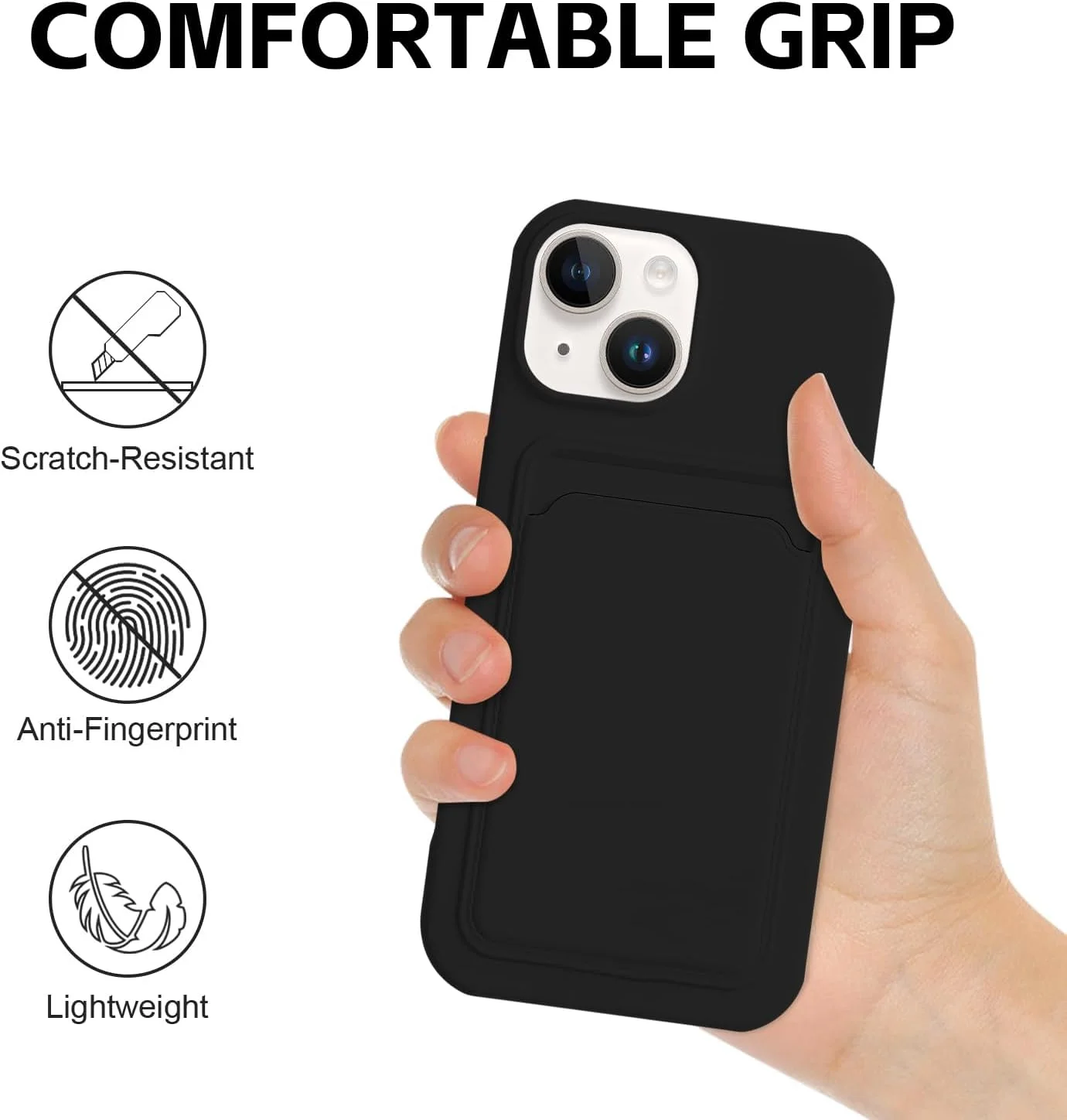 کیف پول سیلیکونی موبایل ALLNEWELOOK، مناسب برای آیفون با جای کارت اعتباری، باریک و مقاوم با محافظت از کارت (کیف پول مشکی برای 13)