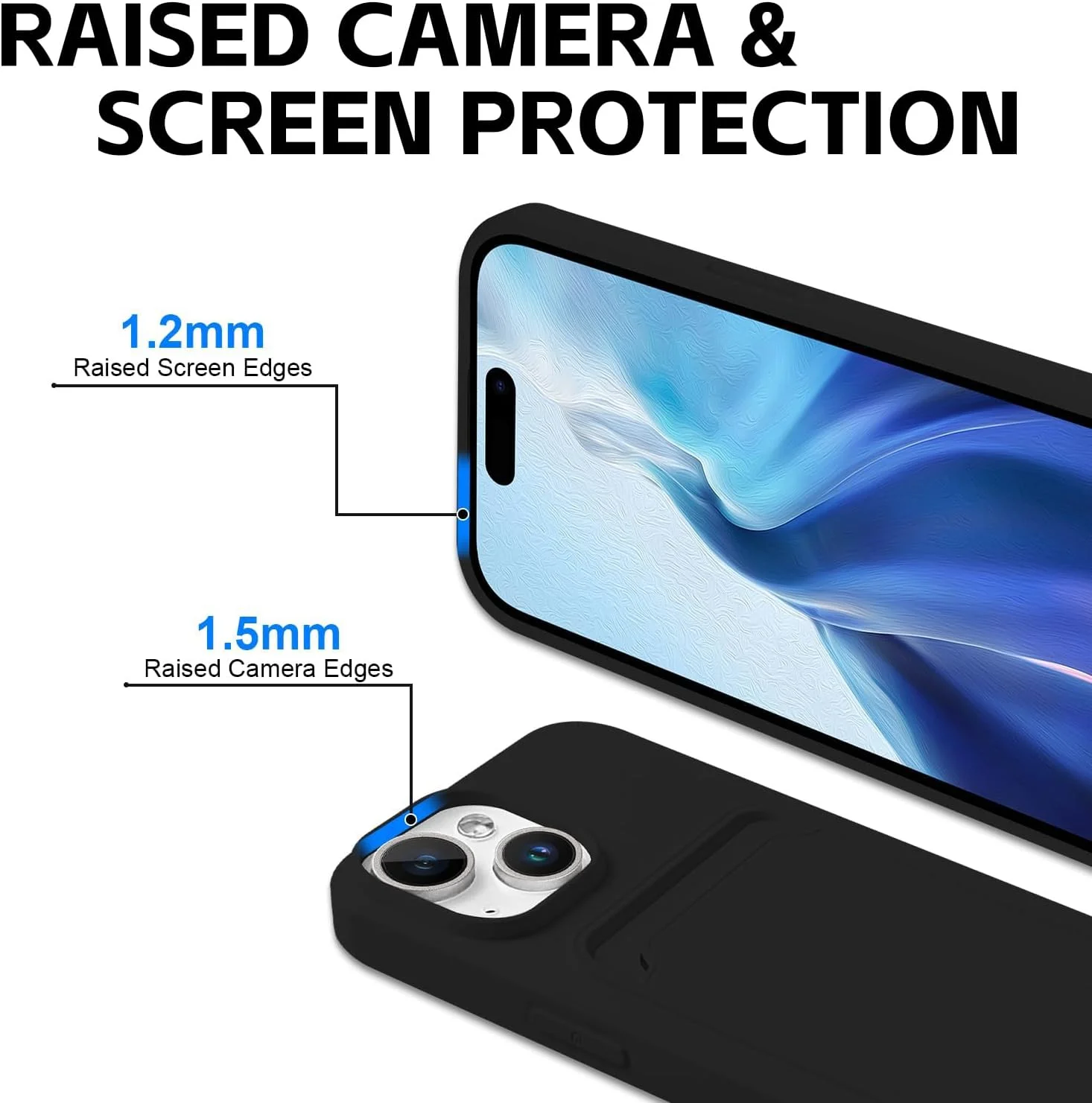 کیف پول سیلیکونی موبایل ALLNEWELOOK، مناسب برای آیفون با جای کارت اعتباری، باریک و مقاوم با محافظت از کارت (کیف پول مشکی برای 13)