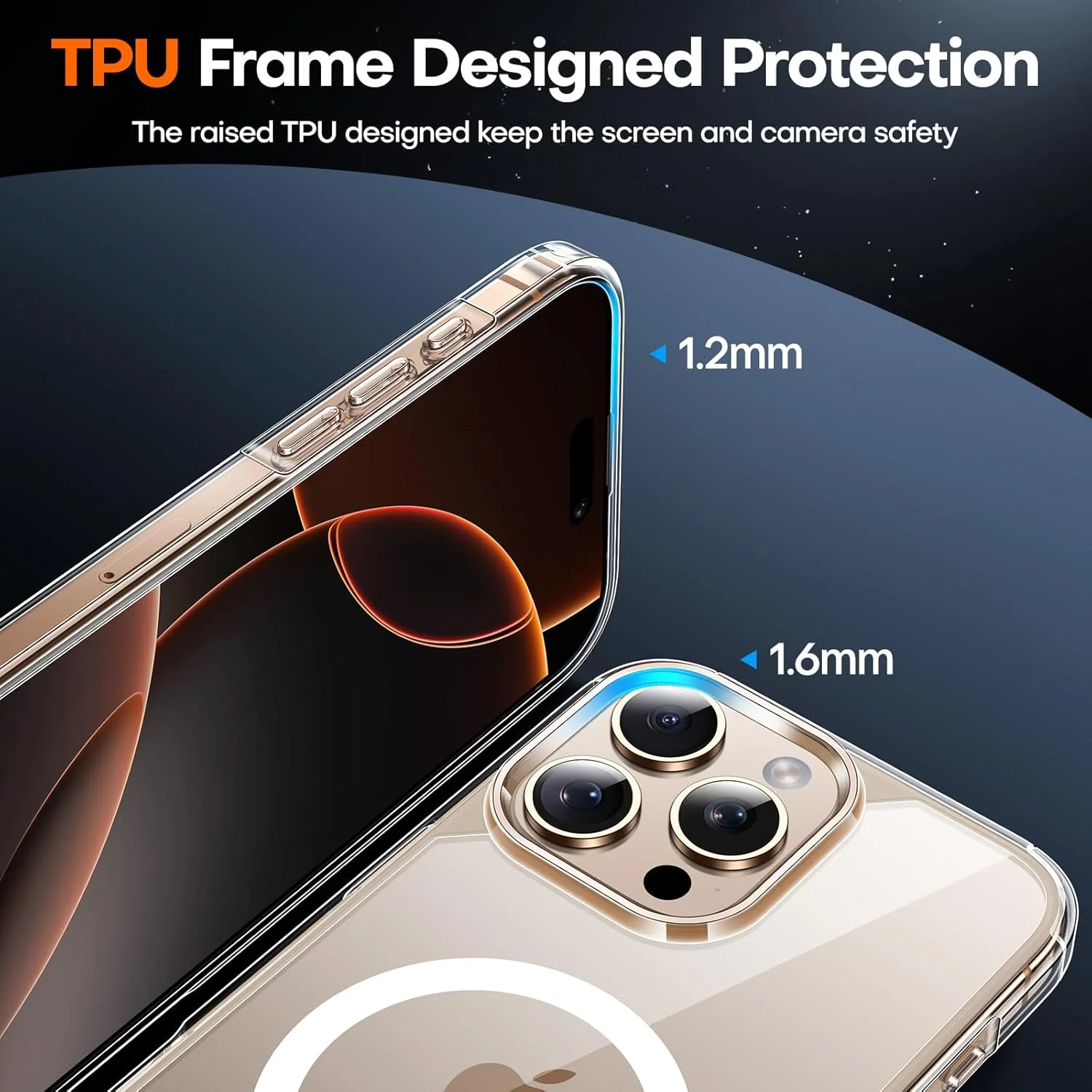 قاب محافظ شفاف TAURI برای آیفون 16 پرو، سازگار با MagSafe، محافظت درجه نظامی، ضد ضربه، پشت مغناطیسی - شفاف قاب محافظ شفاف TAURI برای آیفون 16 پرو، سازگار با MagSafe، محافظت درجه نظامی، ضد ضربه، پشت مغناطیسی - شفاف