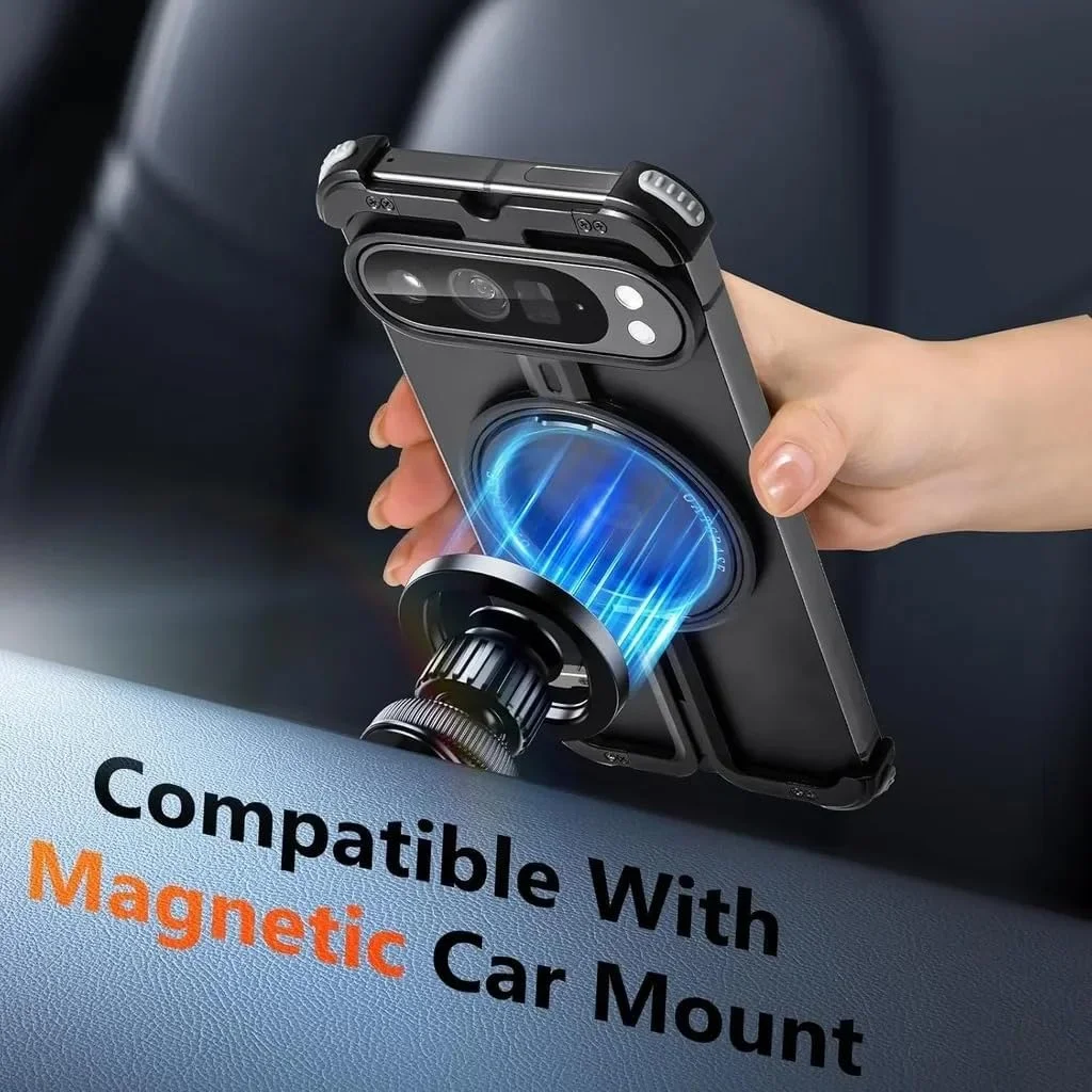 کاور محافظ سپر دار Gruattreay سازگار با گوگل پیکسل 9 پرو XL، با پایه نگهدارنده چرخان 360 درجه و استند مغناطیسی، کاور گوشی مینیمالیستی برای پیکسل 9 پرو XL، کاور فلزی بدون فریم کاور محافظ سپر دار Gruattreay سازگار با گوگل پیکسل 9 پرو XL، با پایه نگهدارنده چرخان 360 درجه و استند مغناطیسی، کاور گوشی مینیمالیستی برای پیکسل 9 پرو XL، کاور فلزی بدون فریم