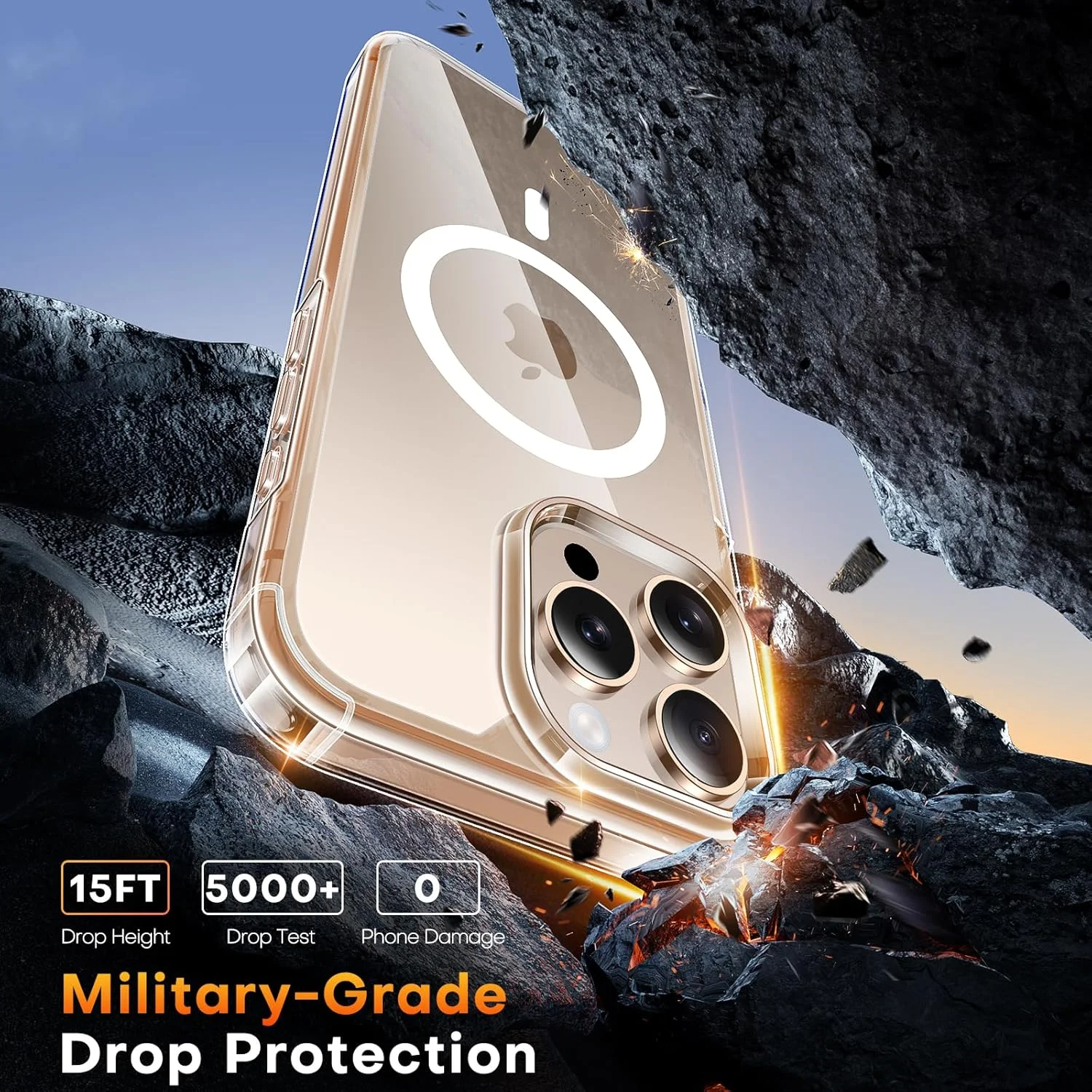 قاب محافظ شفاف TAURI برای آیفون 16 پرو، سازگار با MagSafe، محافظت درجه نظامی، ضد ضربه، پشت مغناطیسی - شفاف قاب محافظ شفاف TAURI برای آیفون 16 پرو، سازگار با MagSafe، محافظت درجه نظامی، ضد ضربه، پشت مغناطیسی - شفاف