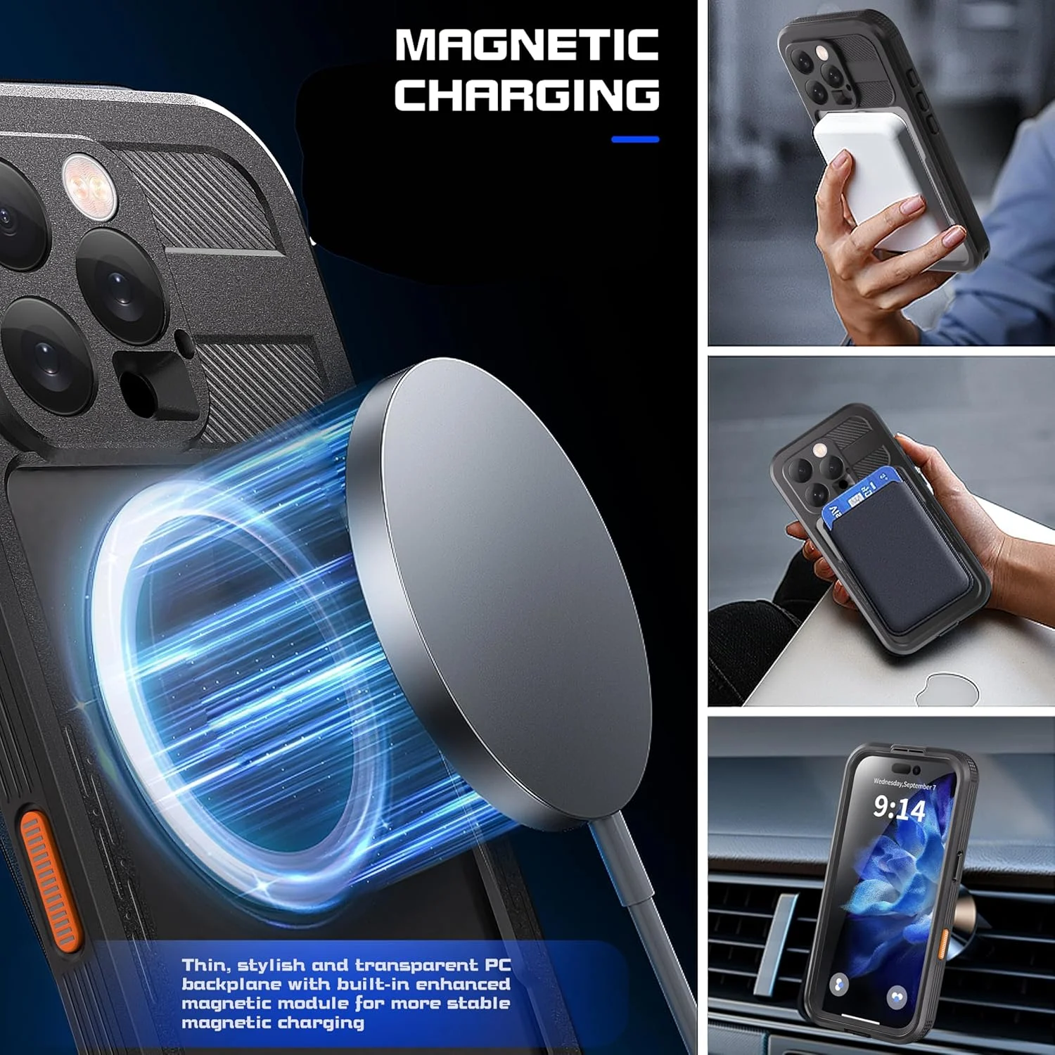 محافظ ضد آب آیفون 16 پرو، محافظ کامل بدنه با محافظ صفحه نمایش داخلی، پوشش محافظتی سنگین برای آیفون 16 پرو 6.3 اینچ - مشکی محافظ ضد آب آیفون 16 پرو، محافظ کامل بدنه با محافظ صفحه نمایش داخلی، پوشش محافظتی سنگین برای آیفون 16 پرو 6.3 اینچ - مشکی